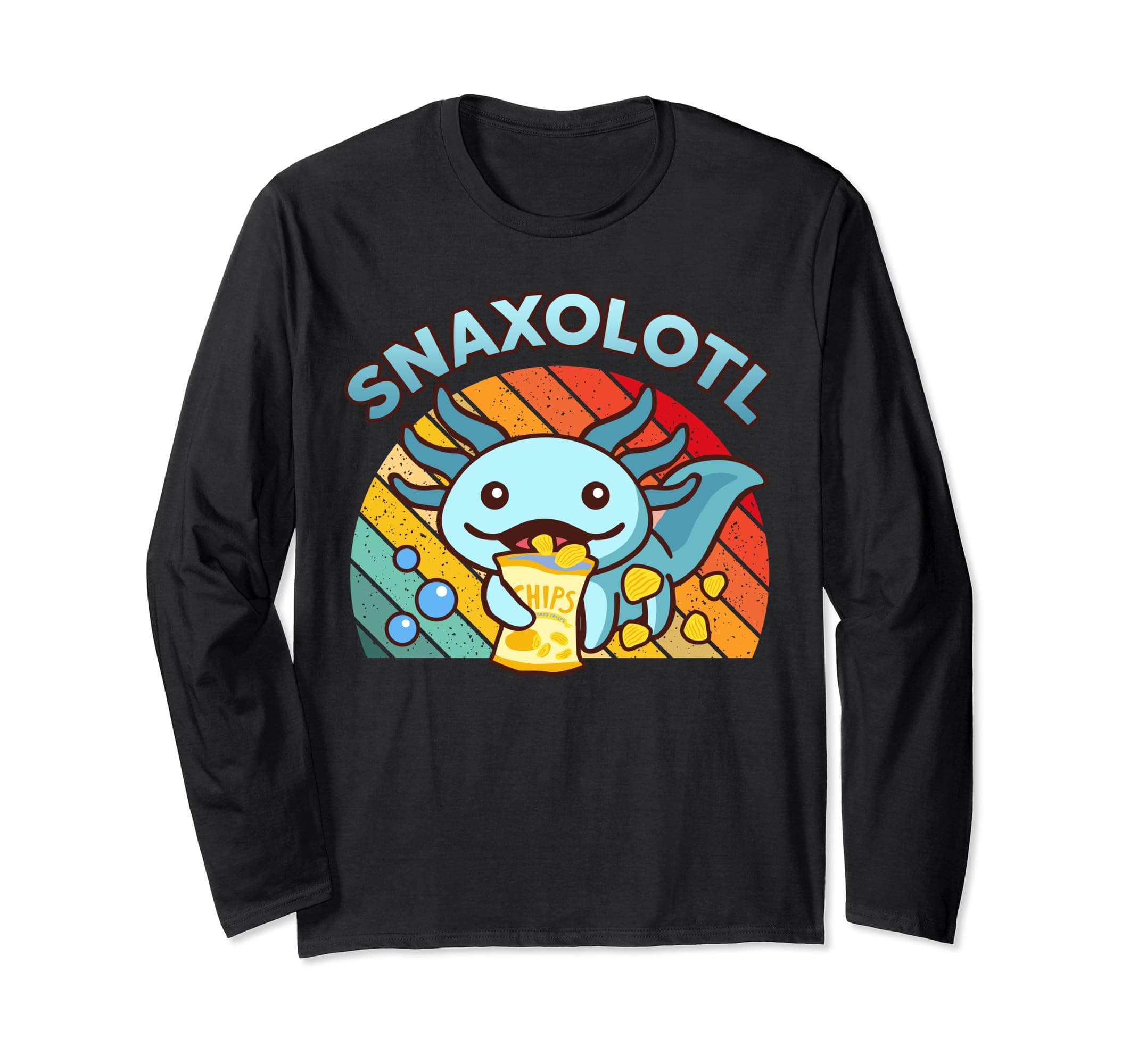 CaterpillarAxolotl-Shirt Snaxolotl Cute Axolotl Snacks Funny Food Kids Long Sleeve T-Shirt
