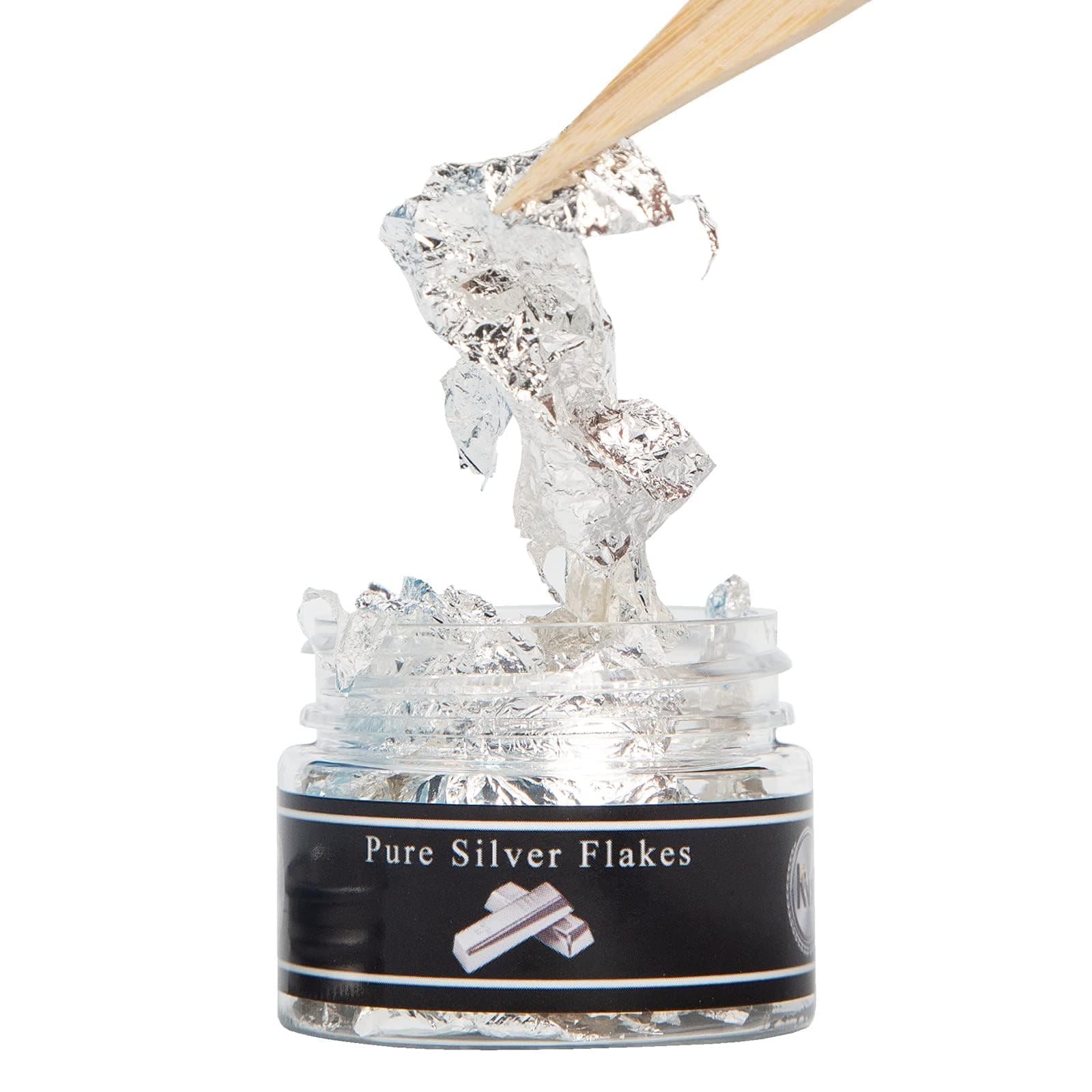 KINNO Silver Leaf Flakes,50mg Pure Silver Flakes for Cooking,Cakes Decoration,Facial Adornment and Craft Decoration.