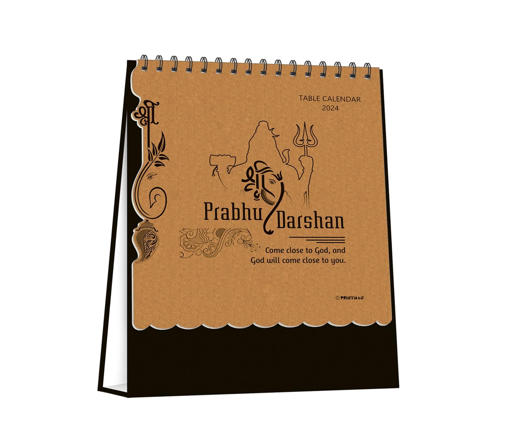 Printman Studio Paper with Die Cut Table Calendar/Prabhu Darshan Table Calendar/13 Sheeter Table Calendar (Size - 9.25”x 7”) (Year – 2024)