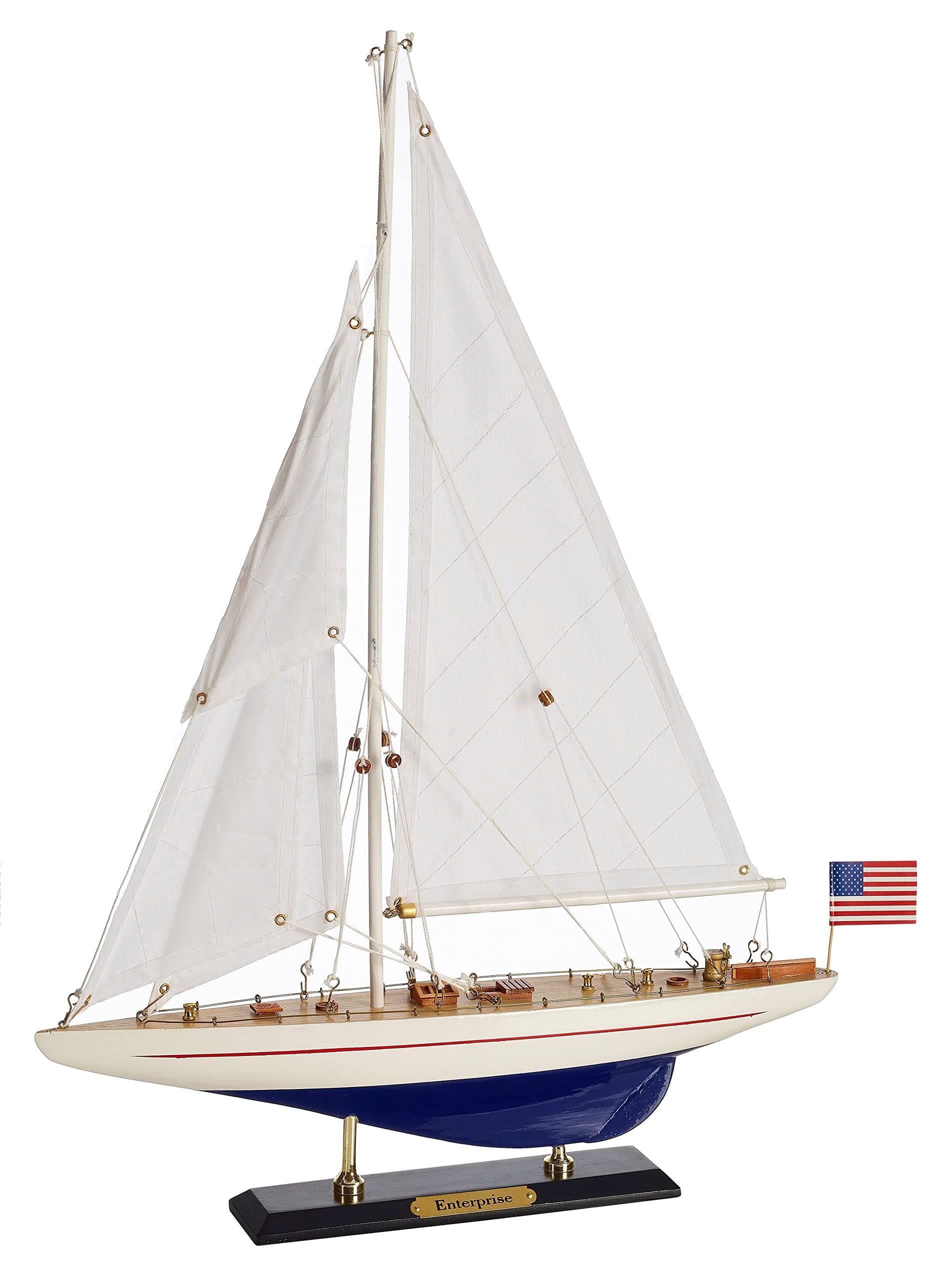 SAILINGSTORY Wooden Sailboat Model Ship Sailing Boat Yacht Decor Enterprise 1/100 Scale 1930 America's Cup Replica