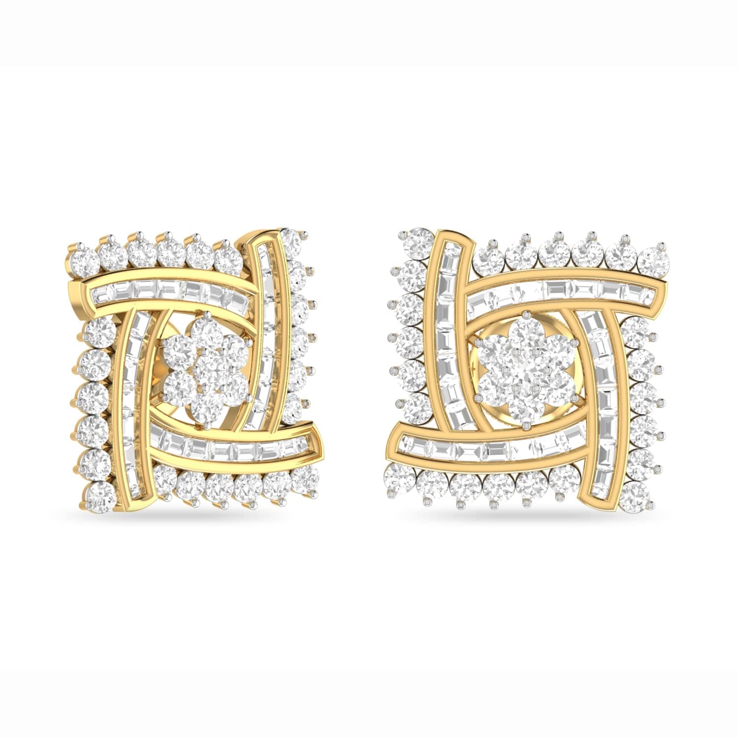 PC Jeweller The Ritika 14k (585) Yellow Gold and Diamond Earrings for Her
