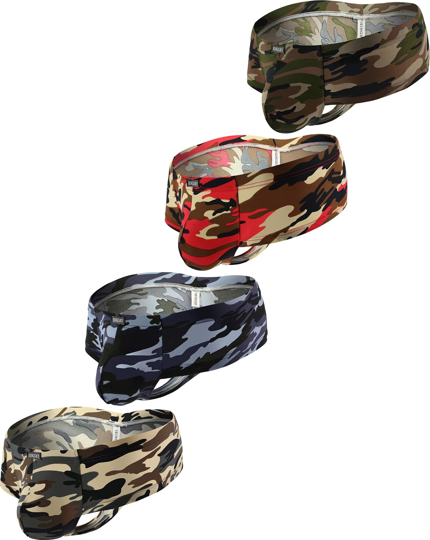 iKingsky Men's Camouflage Cheeky Boxer Briefs Sexy Mini Cheek Thong Underwear Stretch Brazilian Back Mens under Panties