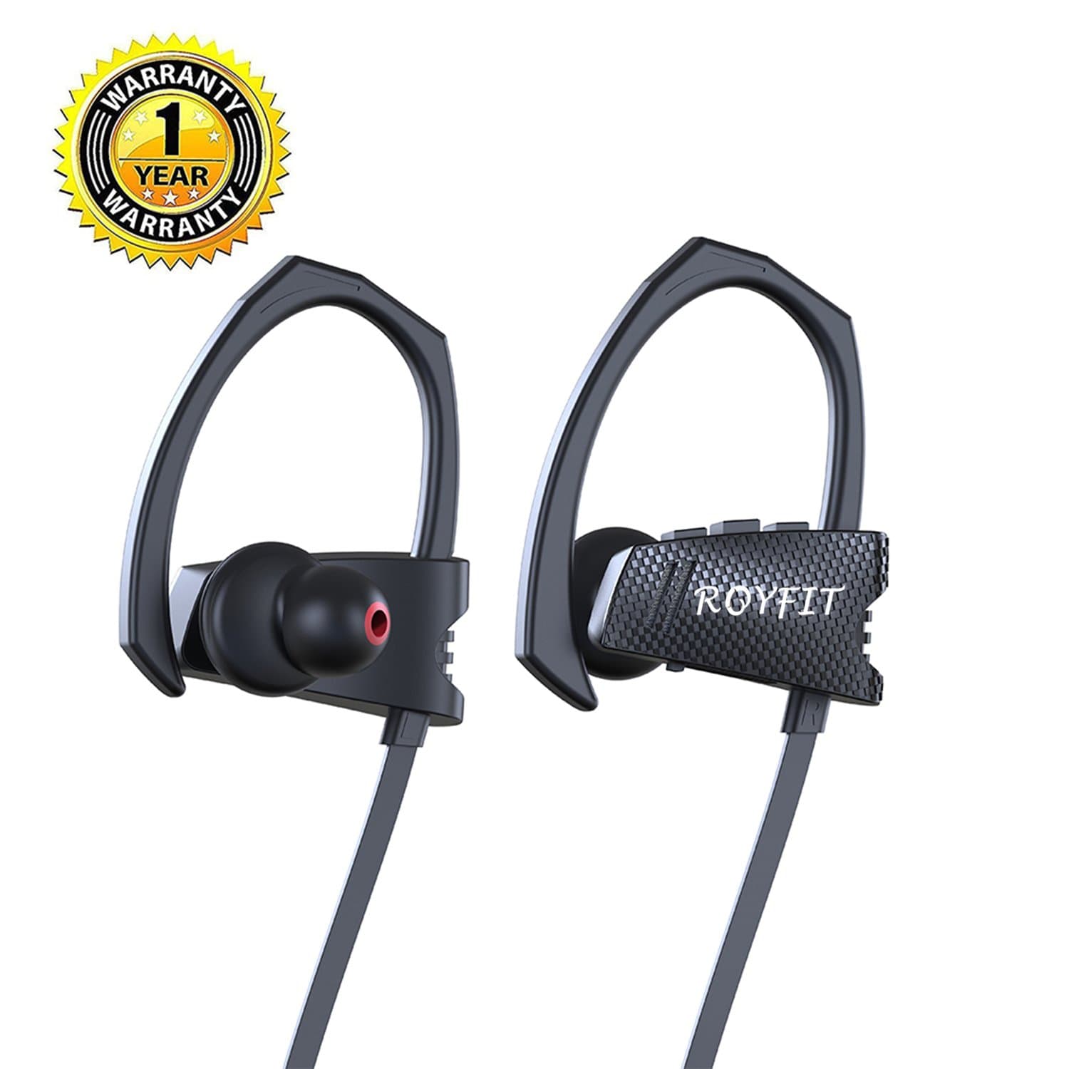 ROYFIT Bluetooth Headphones – With Microphone, IPX5 Sweat proof, HD Sound and CVC 6.0 Noise Cancelling, 6-Hour Working Time, Secure Fit Wireless Headset for Running, Workout, Biking and Gym