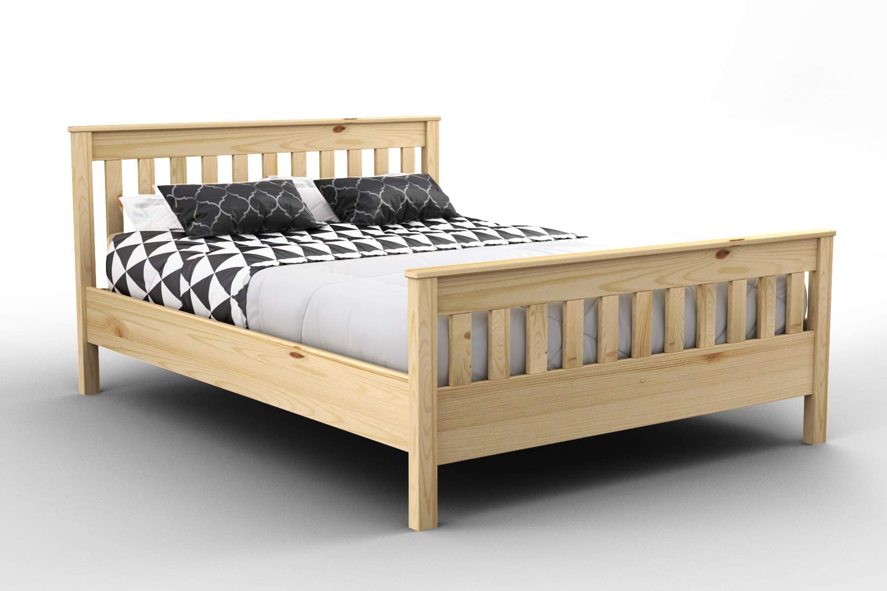 King Size Bed Frames – Solid Pine Wooden Bed Frame for Adults, F16 Easy Assemble Bed with Sturdy Slats, Comfortable Bedroom Furniture | 152.5 x 200 cm (Pine Finish)