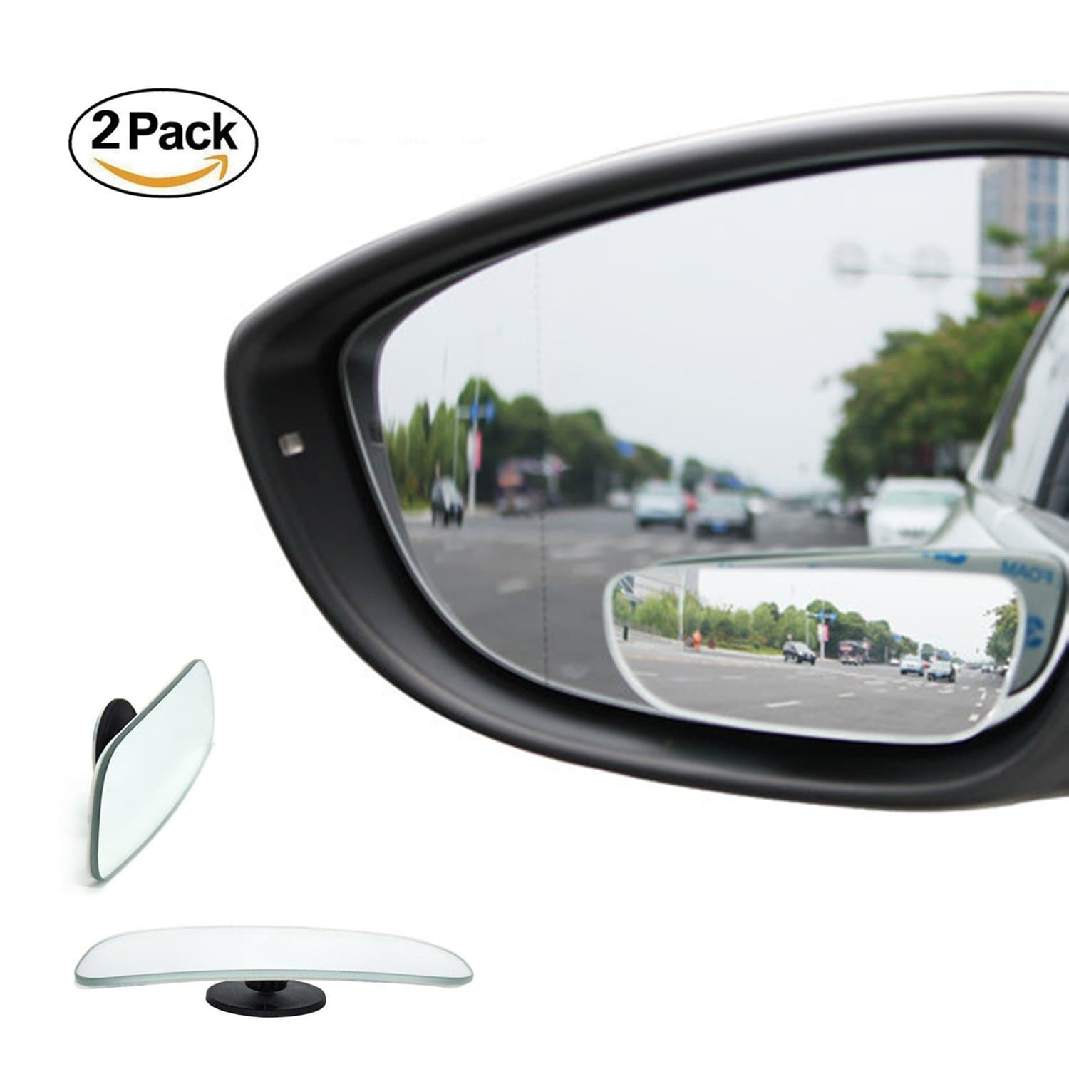 LTJ Slender Blind Spot Mirrors, 360 ABS HD Ultra Low-Profile Glass Fit Stick-on Design Fit for All Universal Vehicles Car SUV Truck RVs Vans(Pack of 2)(Slender)