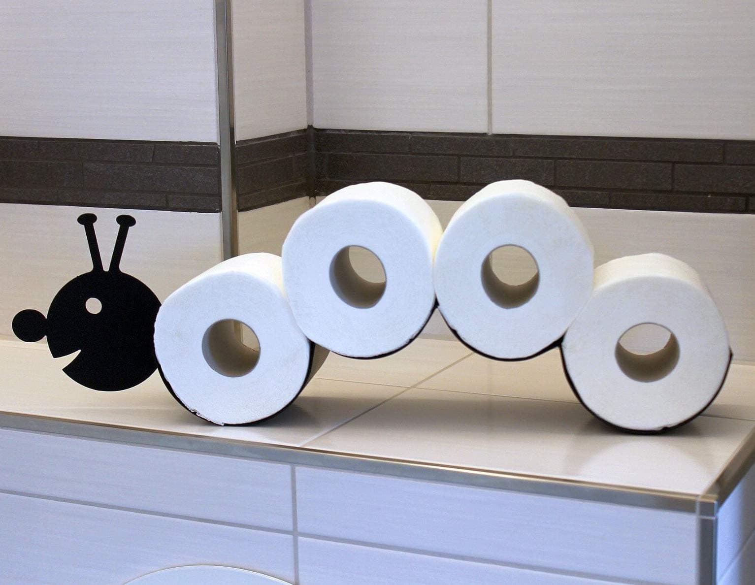 DanDiBo Toilet Roll Holder Caterpillar Toilet Roll Holder Wall Black Metal Paper Holder Roll Holder