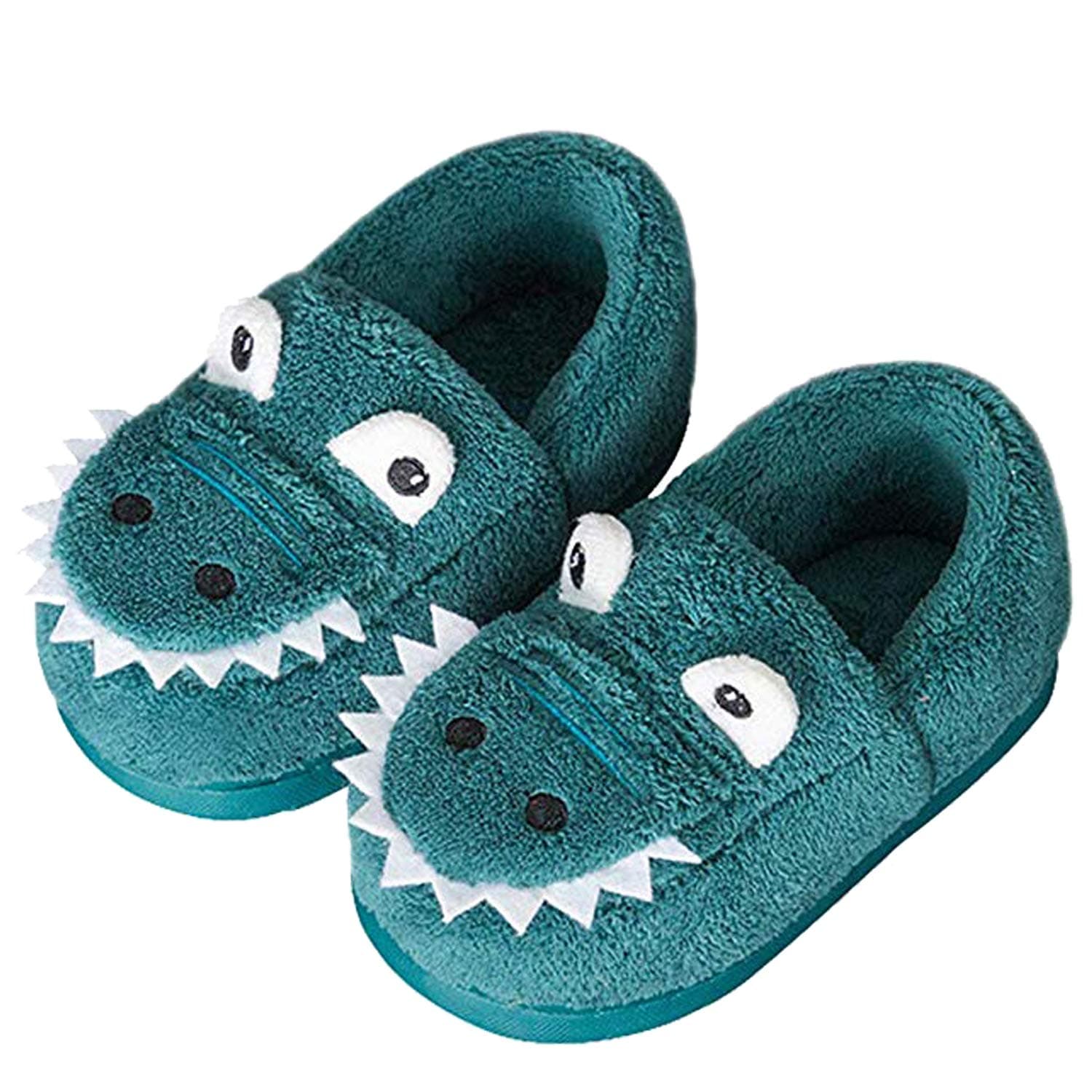 JACKSHIBOGirl Cute Home Slippers Kid Fur Lined Winter House Slippers Warm Indoor Slippers for Boys