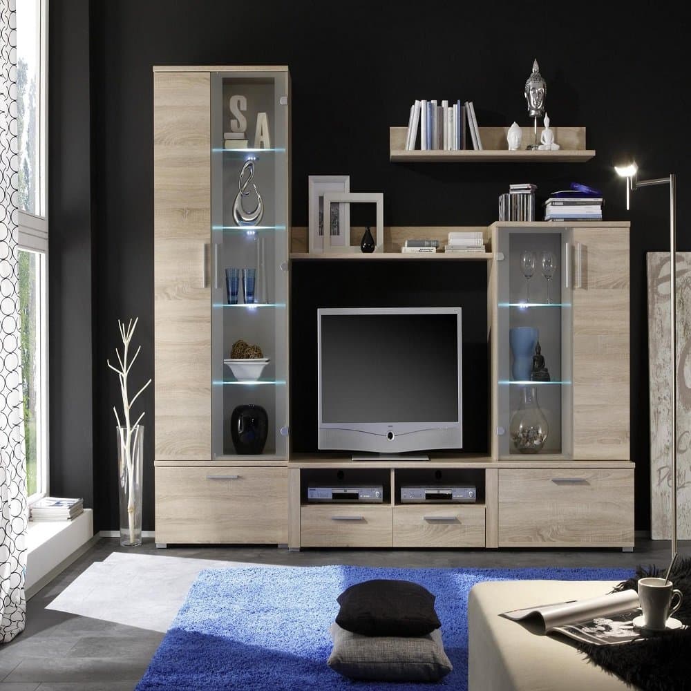 Diana TV Stand Wall Unit with Glass Hutch