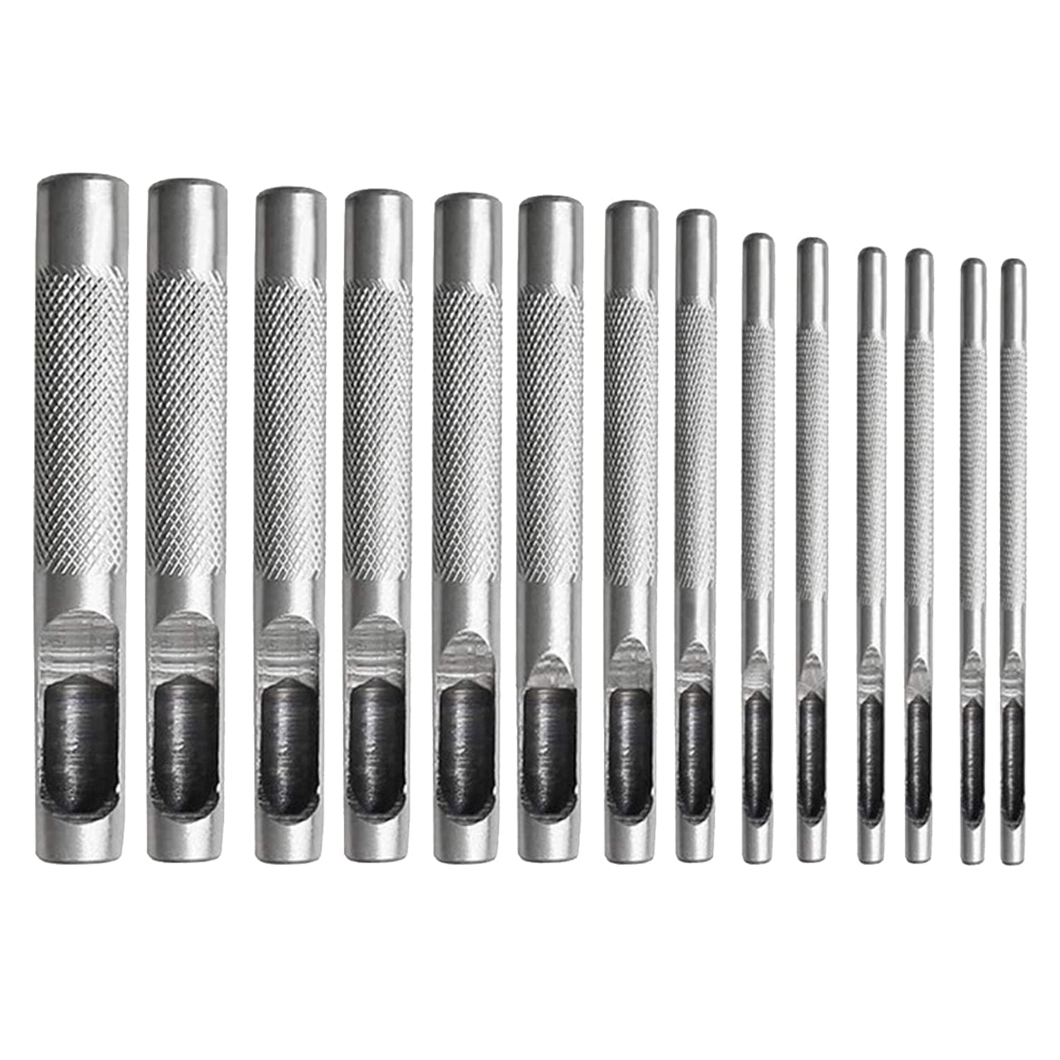 KEWAYO 14 Pieces Leather Hole Punch Set, Leather Craft Round Hollow Hole Punch Tool for Leather, Watch Band, Gasket Belt and Canva (1mm to 10mm)