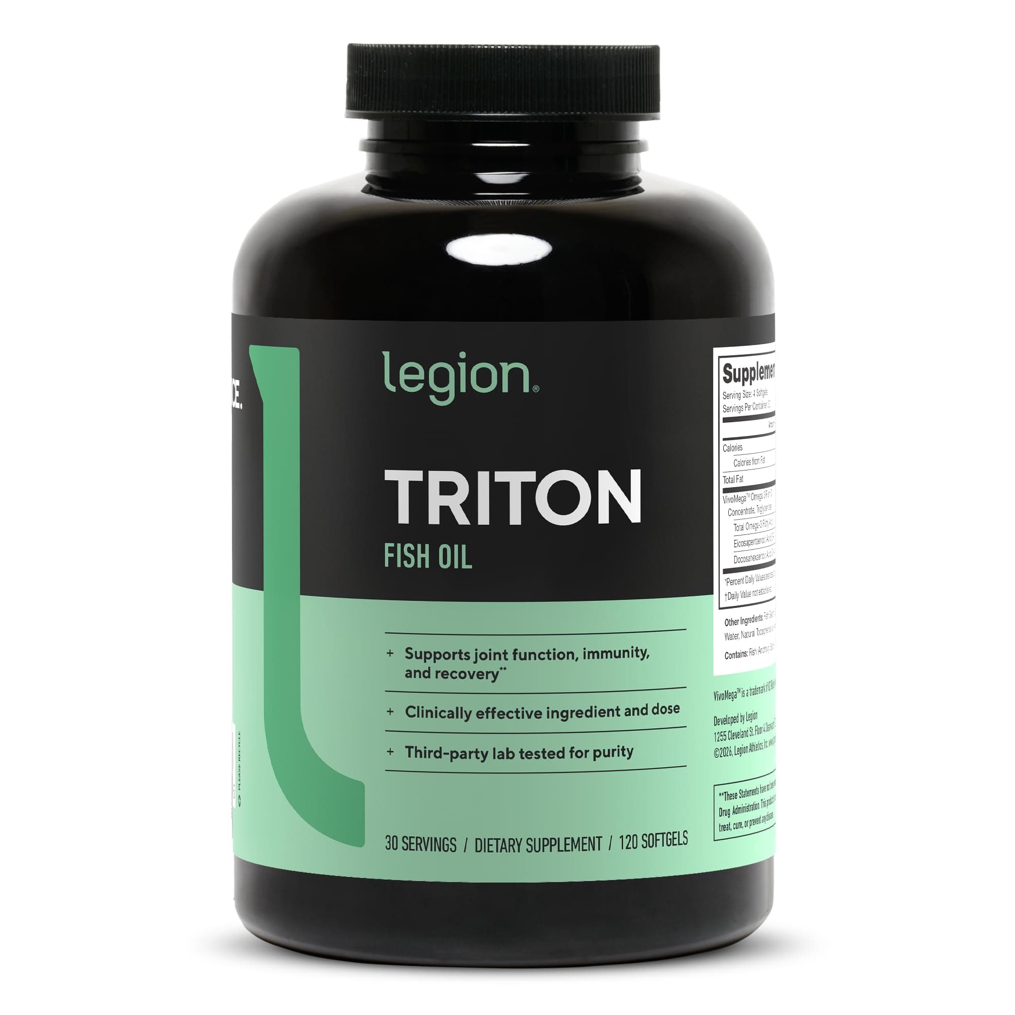 Triton Fish Oil Capsules - Triple Strength Omega 3 Essential Fatty Acids with Vitamin E & Lemon Oil for Maximum Absorption, Freshness & Purity - 2400mg EPA & DHA Per Serving, 30 Svgs