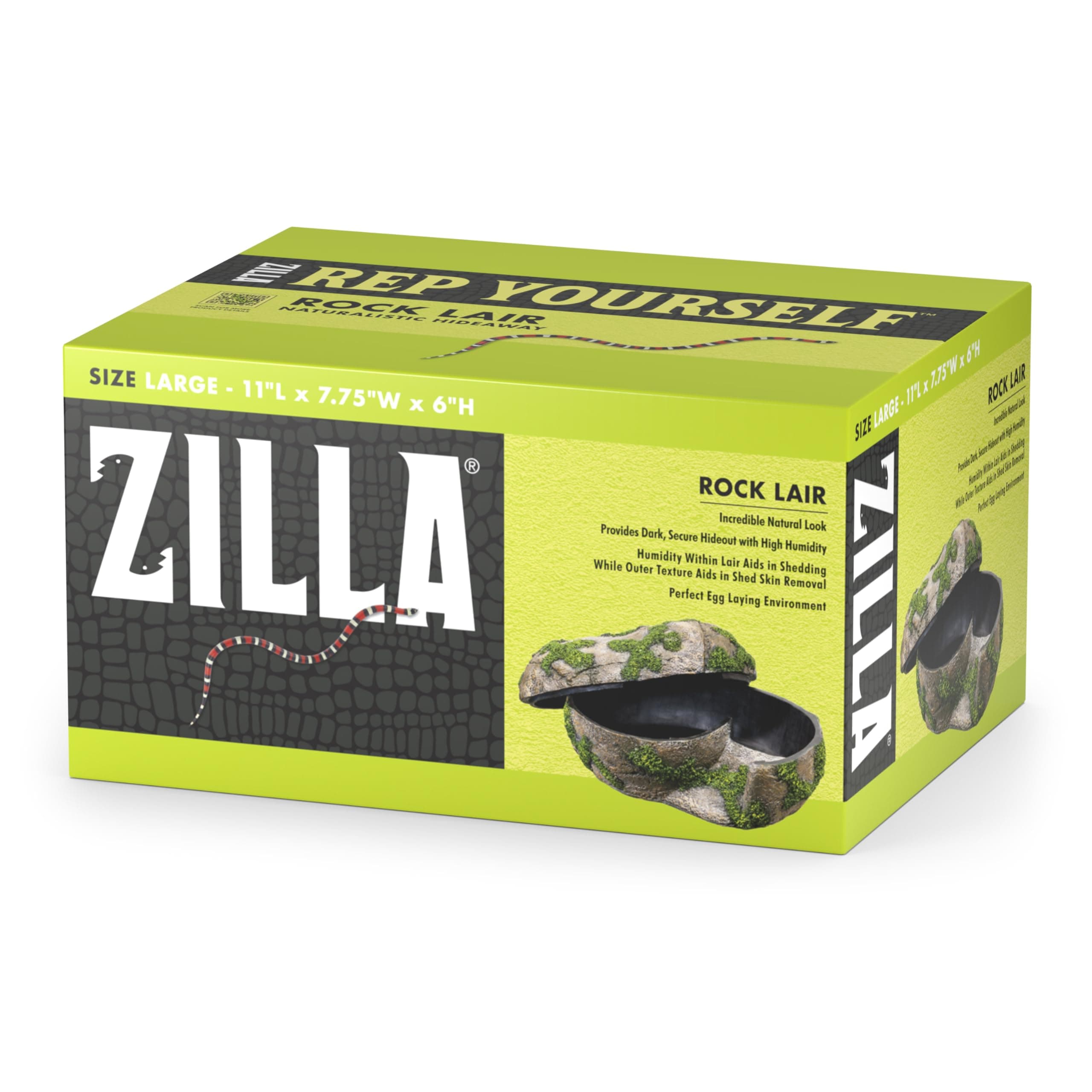 Zilla Pet Terrarium Rock Lair, Reptile Hide for Lizards, Snakes and More, Large