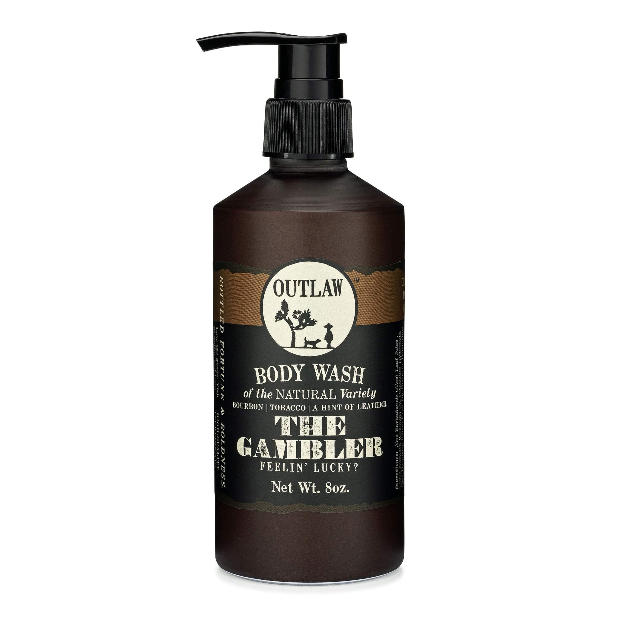 The Gambler Bourbon-Inspired Natural Body Wash - The Luckiest Scent Around - Whiskey, Old-fashioned Tobacco, and a Hint of Leather - Men's or Women's Body Wash - 8 fl. oz. - Outlaw