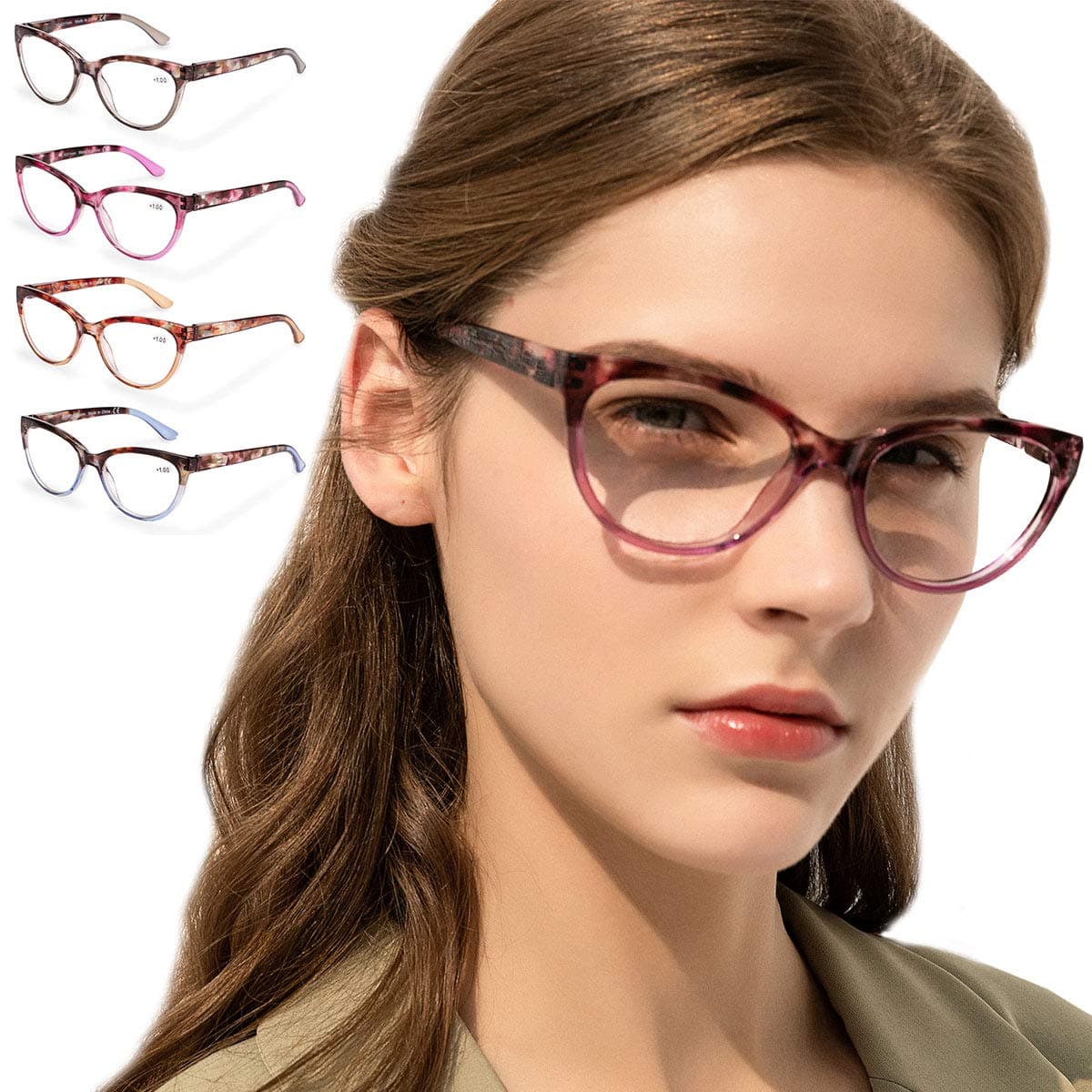 ZENOTTIC Reading Glasses 4 Pair Quality Ladies Fashion Readers for Women, Suitable for Work/Reading/Outdoor/Party