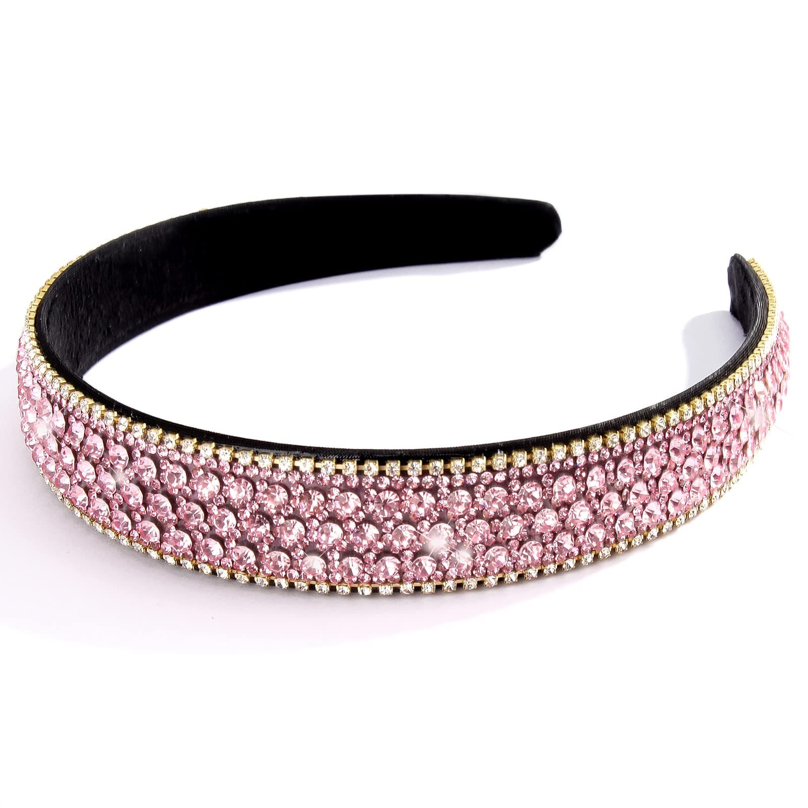 Pink Rhinestone Headbands - Bling Sparkly Diamond Homecoming Hair Accessories for Women and Girls Gifts
