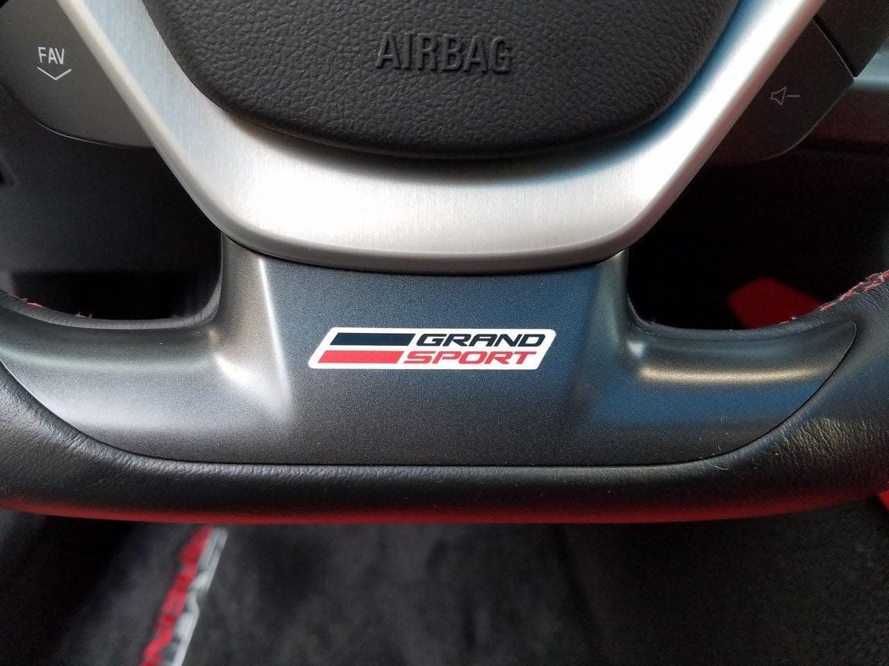 Grand Sport Steering Wheel Decal Sticker for Corvette C7 - Red and Black