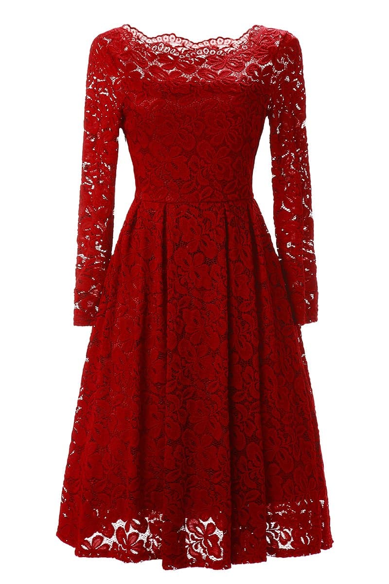 Ankosen Womens Retro 50s Summer Swing Party Dresses Classical Casual Swing Dress Red XL