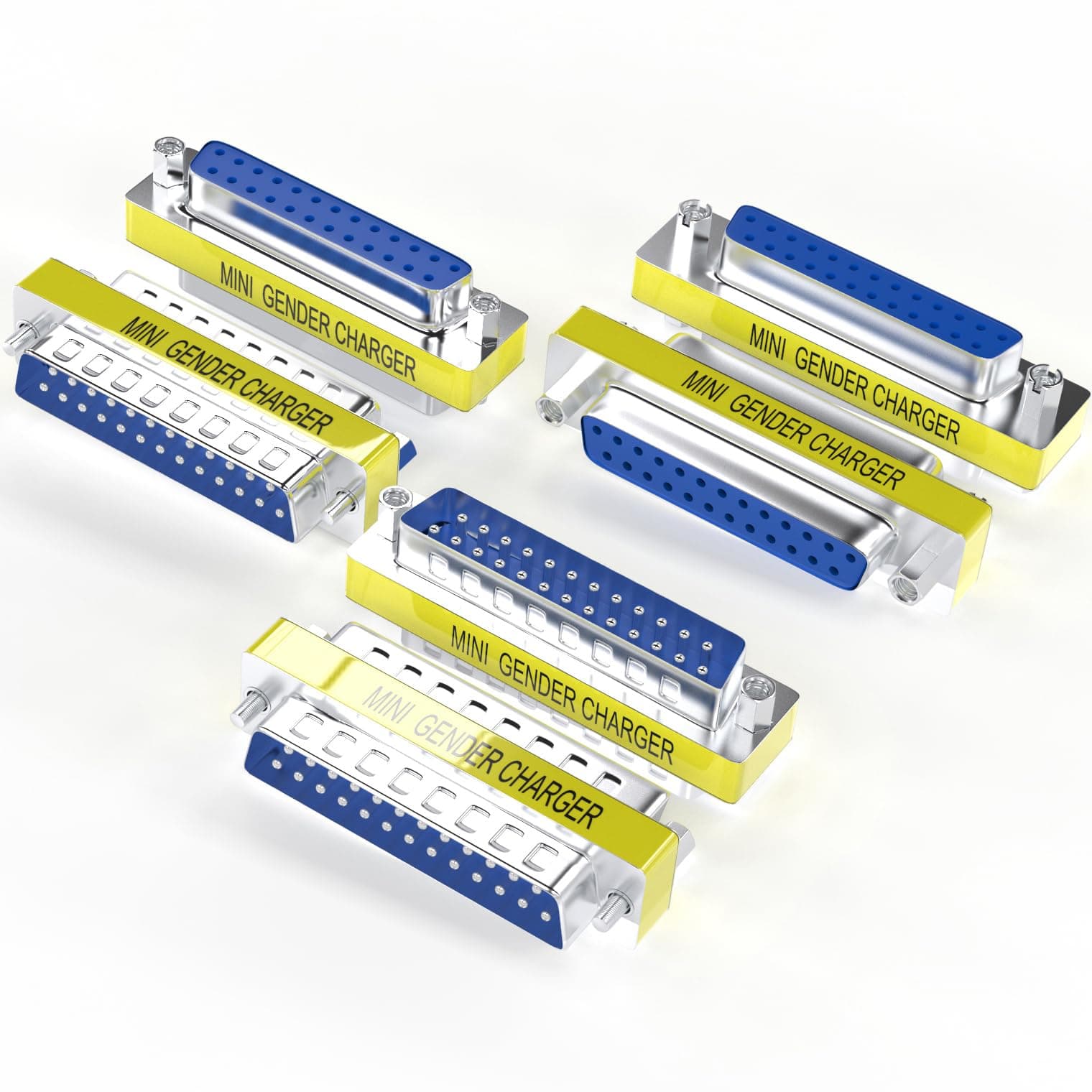 6-Pack DB25 25Pin Female to Female Male to Male Mini Gender Changer Coupler Adapter RS232 Serial Cable Connector