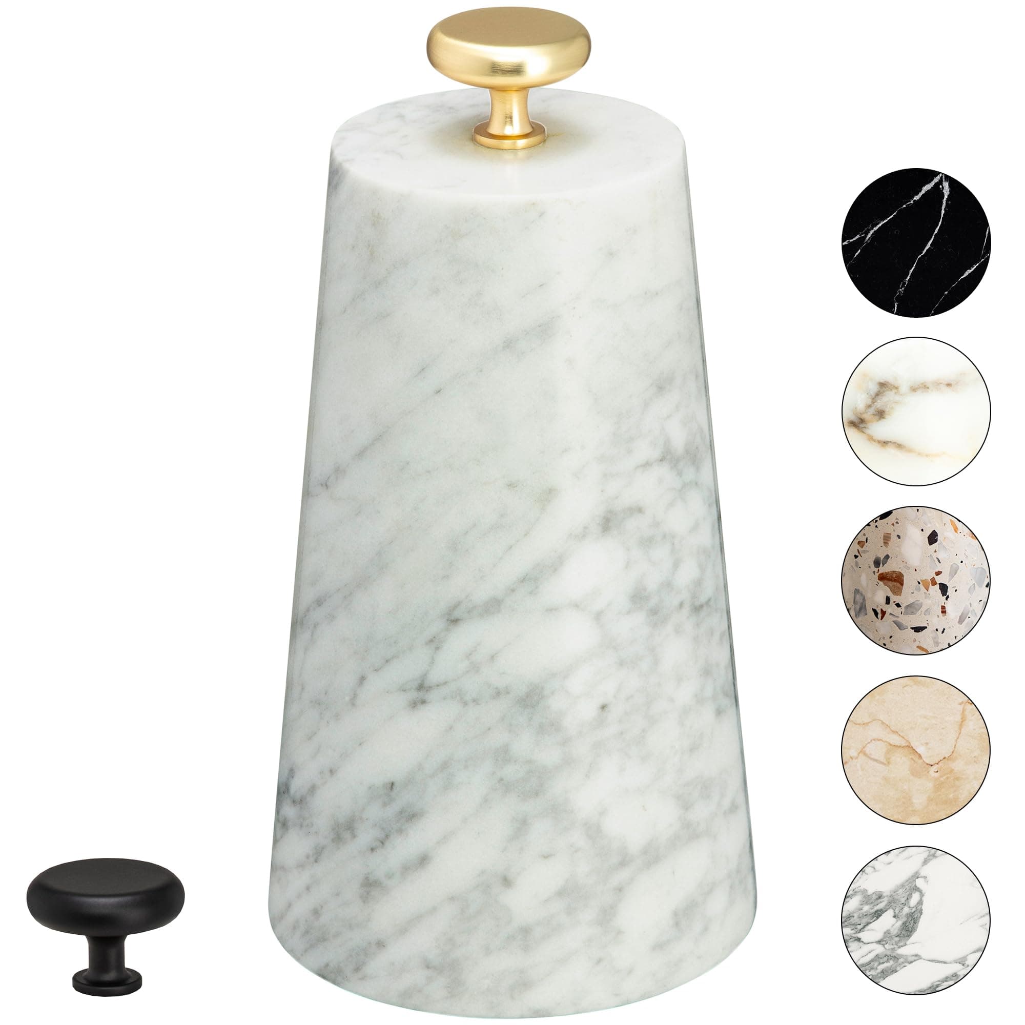 Marble Decorative Door Stop, Cute Door Stopper with Cast Iron Handle, Heavy Weighted Door Stop for Your Indoor or Outdoor Door, Heavy Door Stopper Weight/Rock for Country Home Decor (Black Knob, 5lbs)