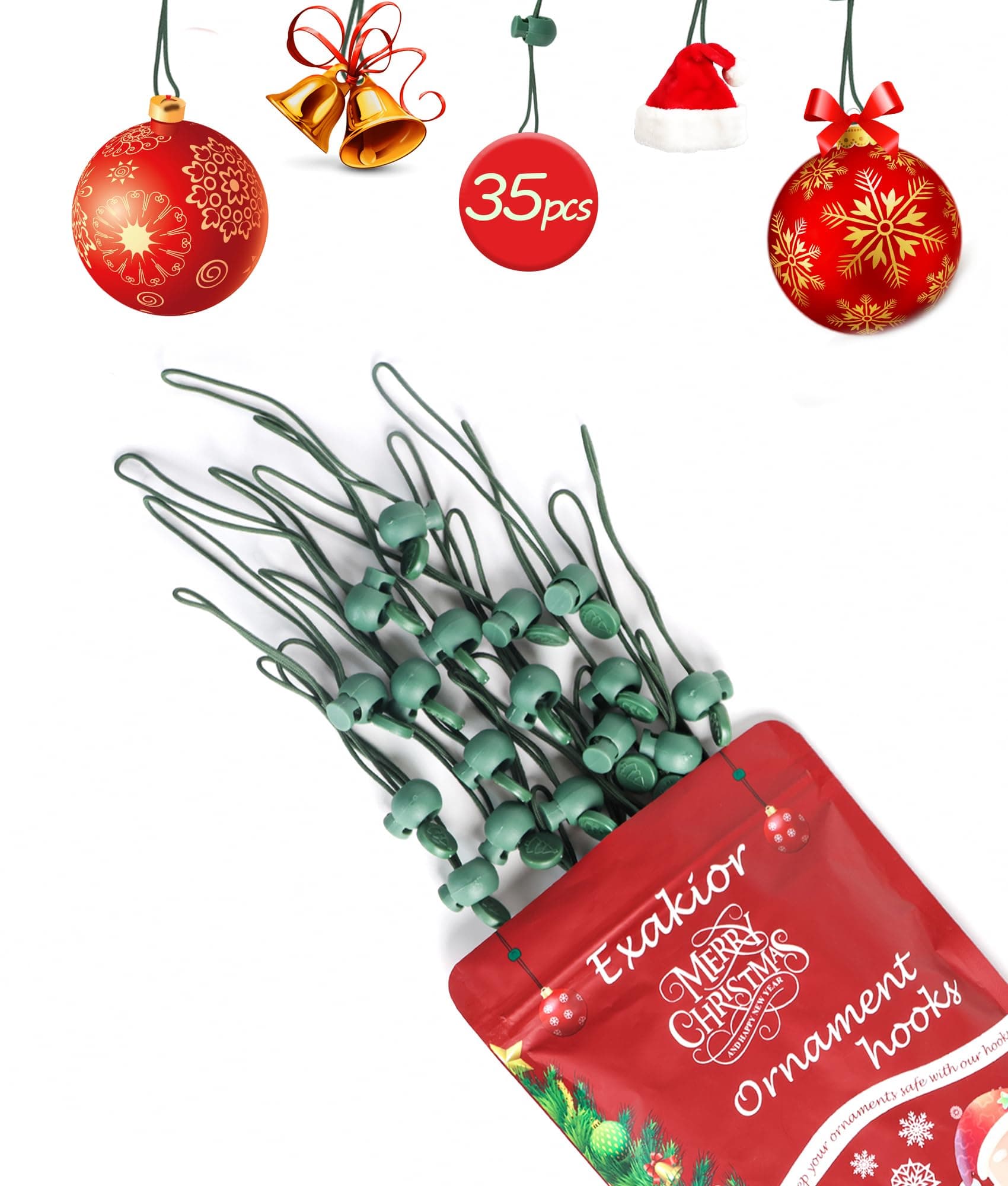 Ornament Hooks – Essential Christmas Tree Decorating Hangers Great Xmas Ornament Hooks for Hanging Christmas Decorations 35 PCS(Green)