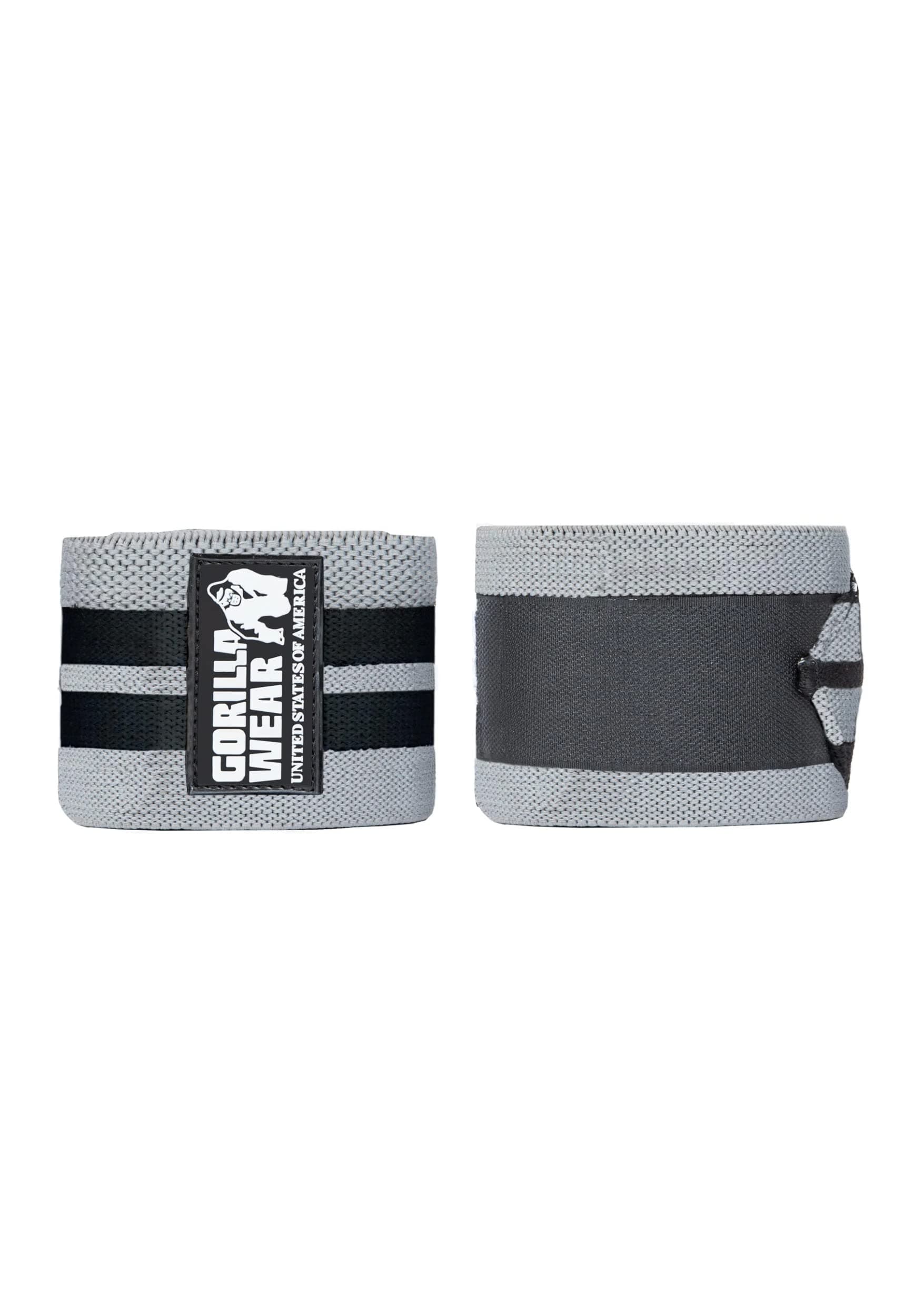 GORILLA WEARGORILLA WEAR Knee Wraps for Men - Gray/Black 200cm/79Inch Compression Support Sleeve for Working Out, Weightlifting & Fitness Protection with Elastic Knee Wrap.