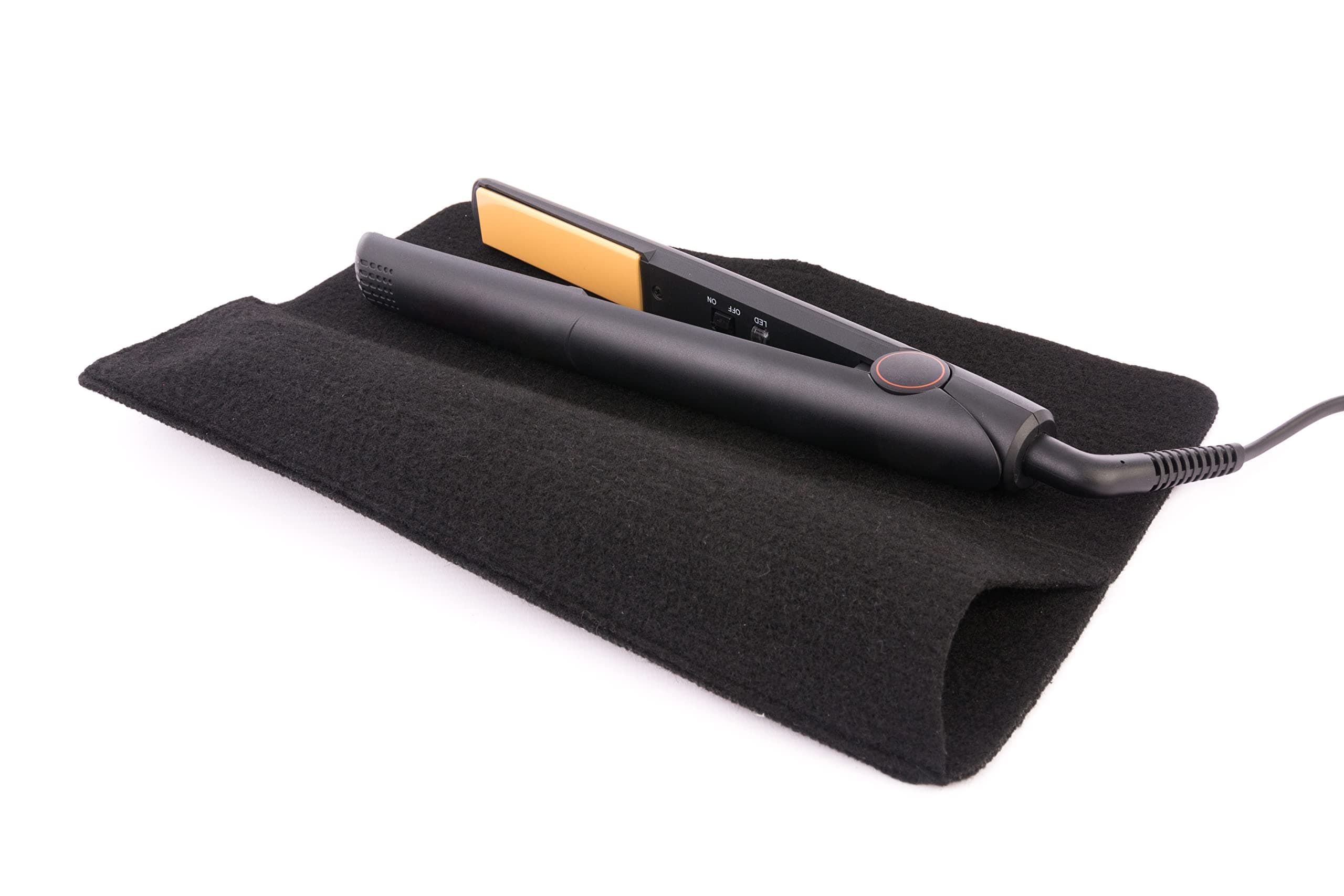 Black Heat Resistant Travel Straightening Iron Mat with Pouch by Mateque by mateque