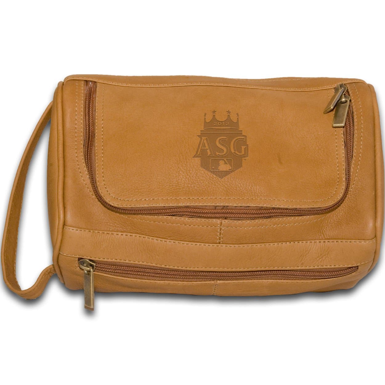 MLB Pangea Tan Leather Top Zip Travel Bag - 2012 All Star Game