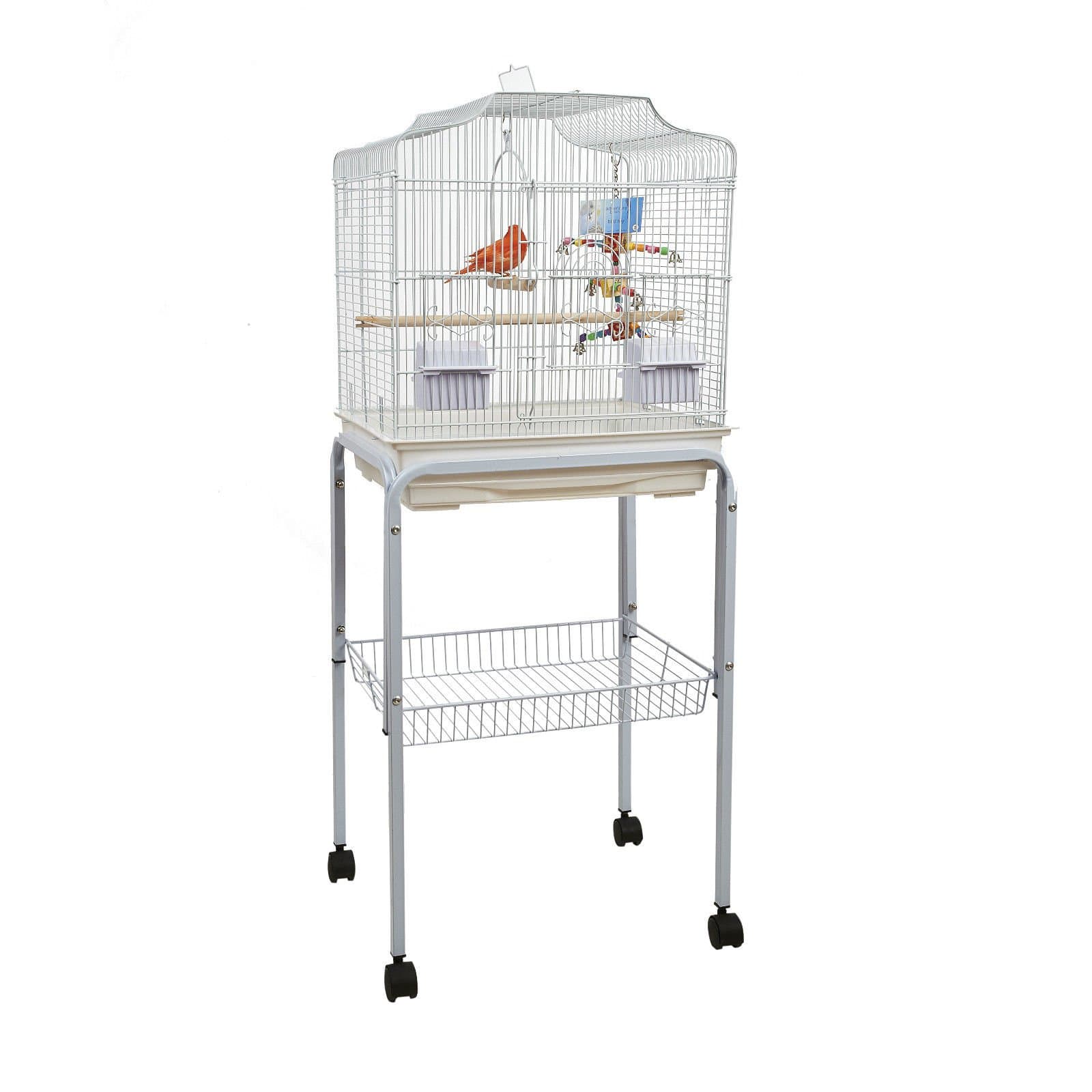 BABY PABLO BIRD CAGE WITH TABLE STAND SMALL BIRDS WHITE
