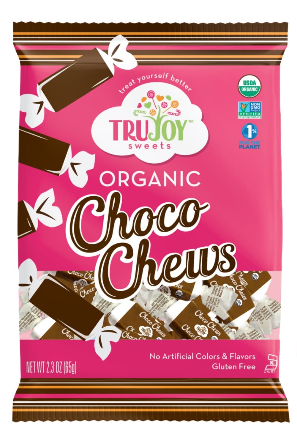 TruJoy Sweets Organic Vegan Choco Chews Candy 2.3 oz (65g)