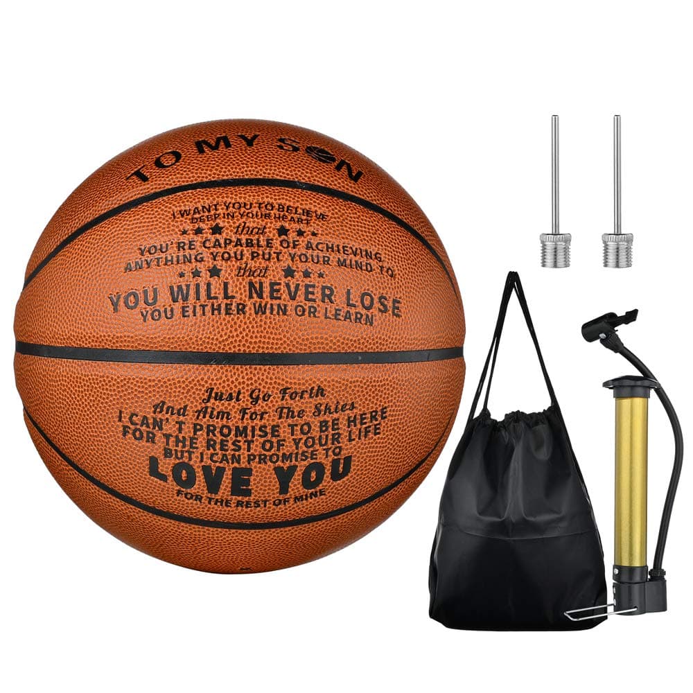 CaleesLLC to My Son 29.5 Inch Basketball Engraved You Will Never Lose Encouragement Gift for Graduation Birthday