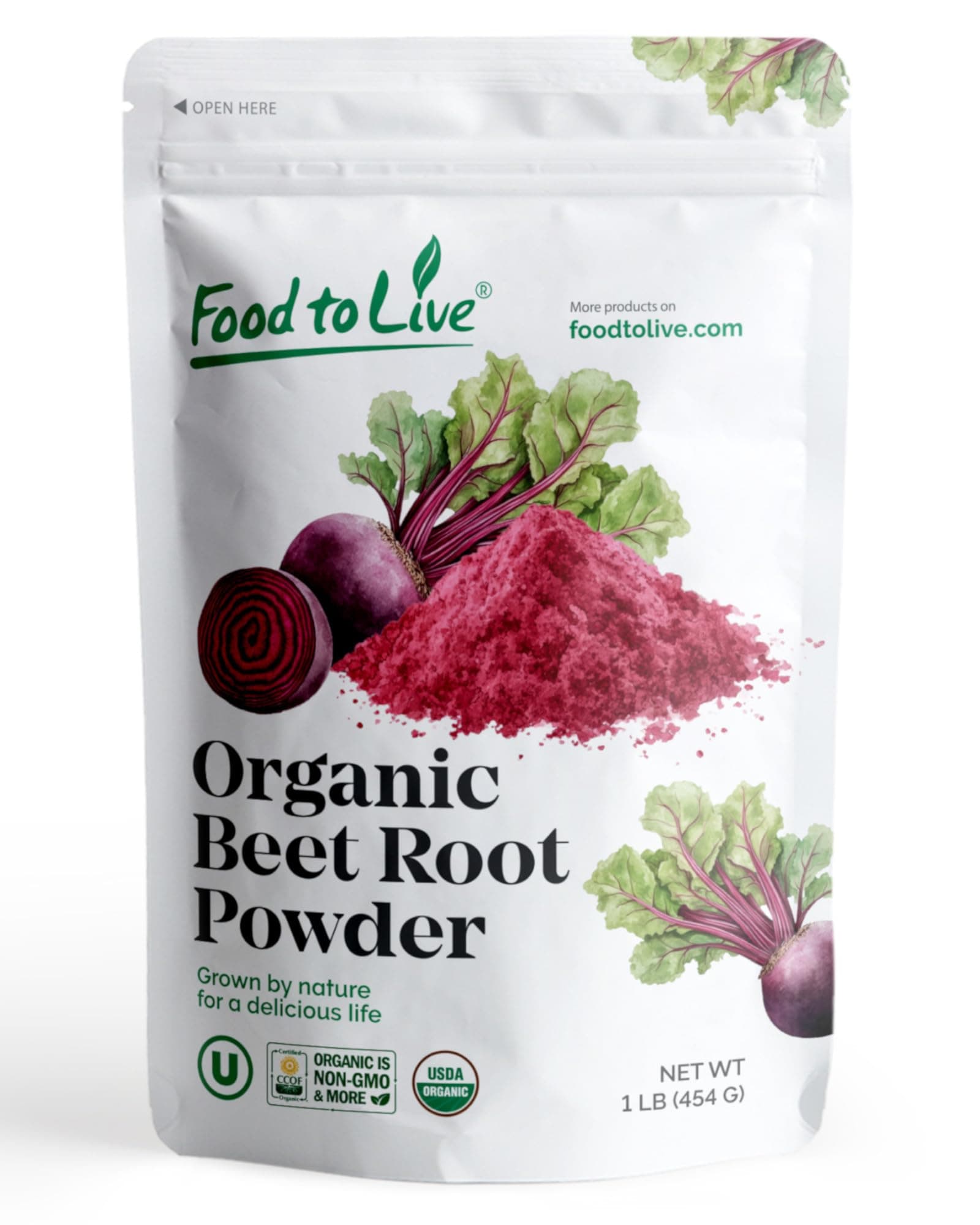 Food to Live Organic Beet Carrot Juice Powder, X Pound - Non-GMO, Raw, 100% Pure, Vegan Superfood, Bulk (1 Pound)