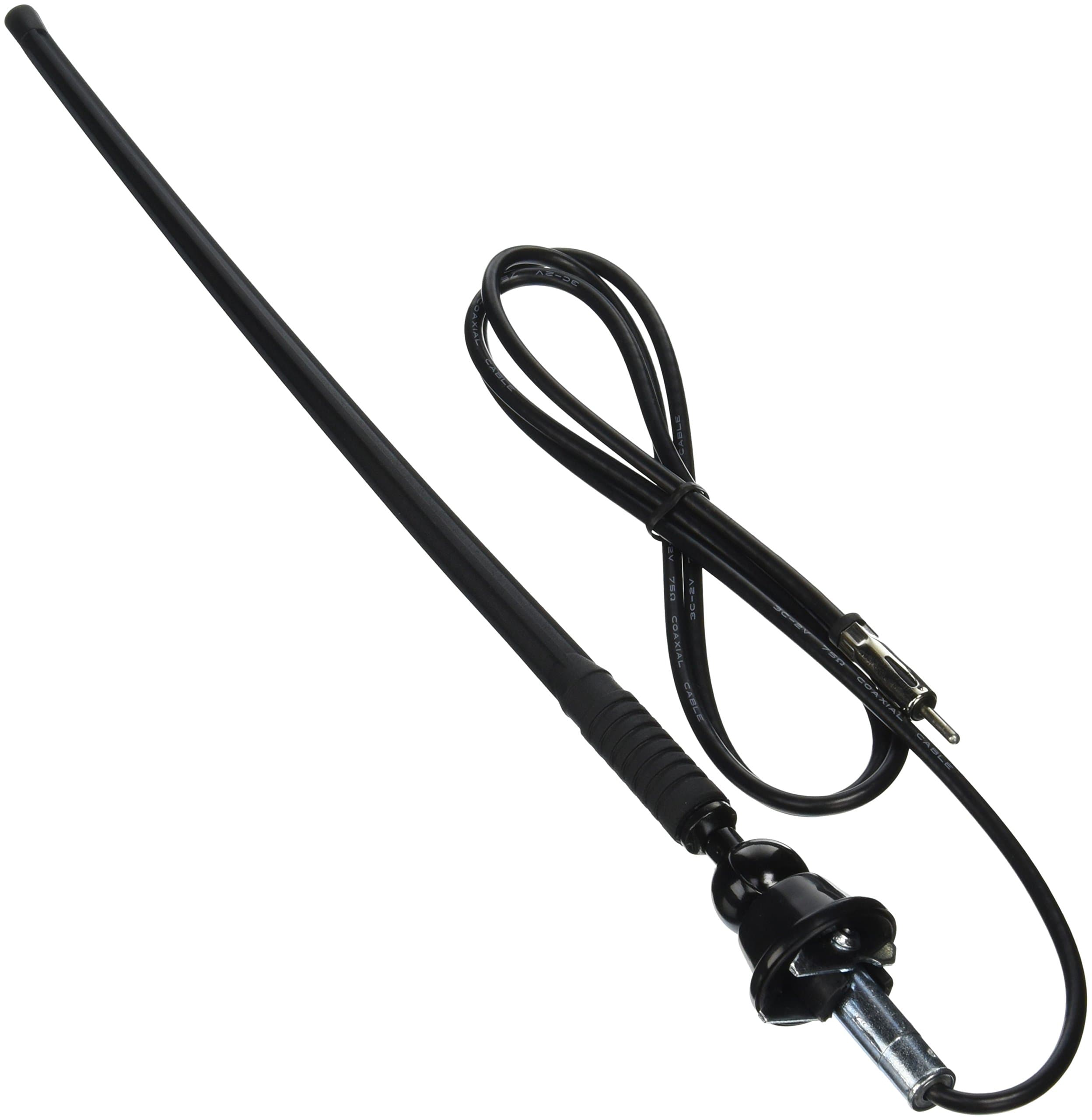 ASAJENSEN 1181067 Top Mount AM/FM Rubber Radio Antenna; 90 Degree Adjustable Angle; 10" Rubber Mast with 60" Cable