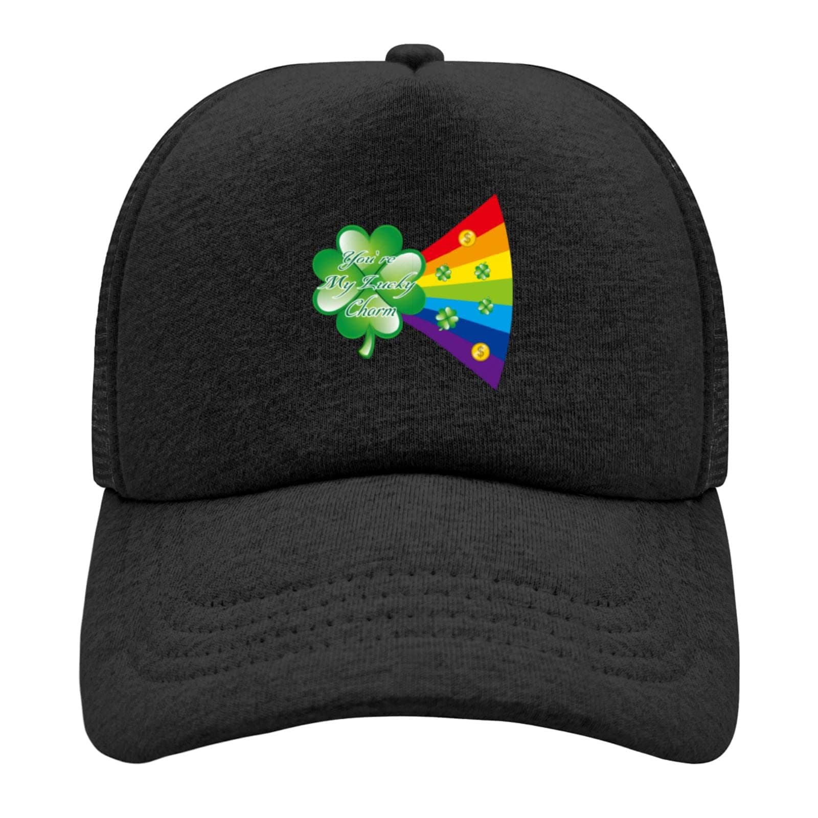 Mens Hat St Patricks Day Trucker Hats Mens Hiking Cap Youre My Luckyy Charm Quick Dry Girls Trucker Hat, Allblack, One Size