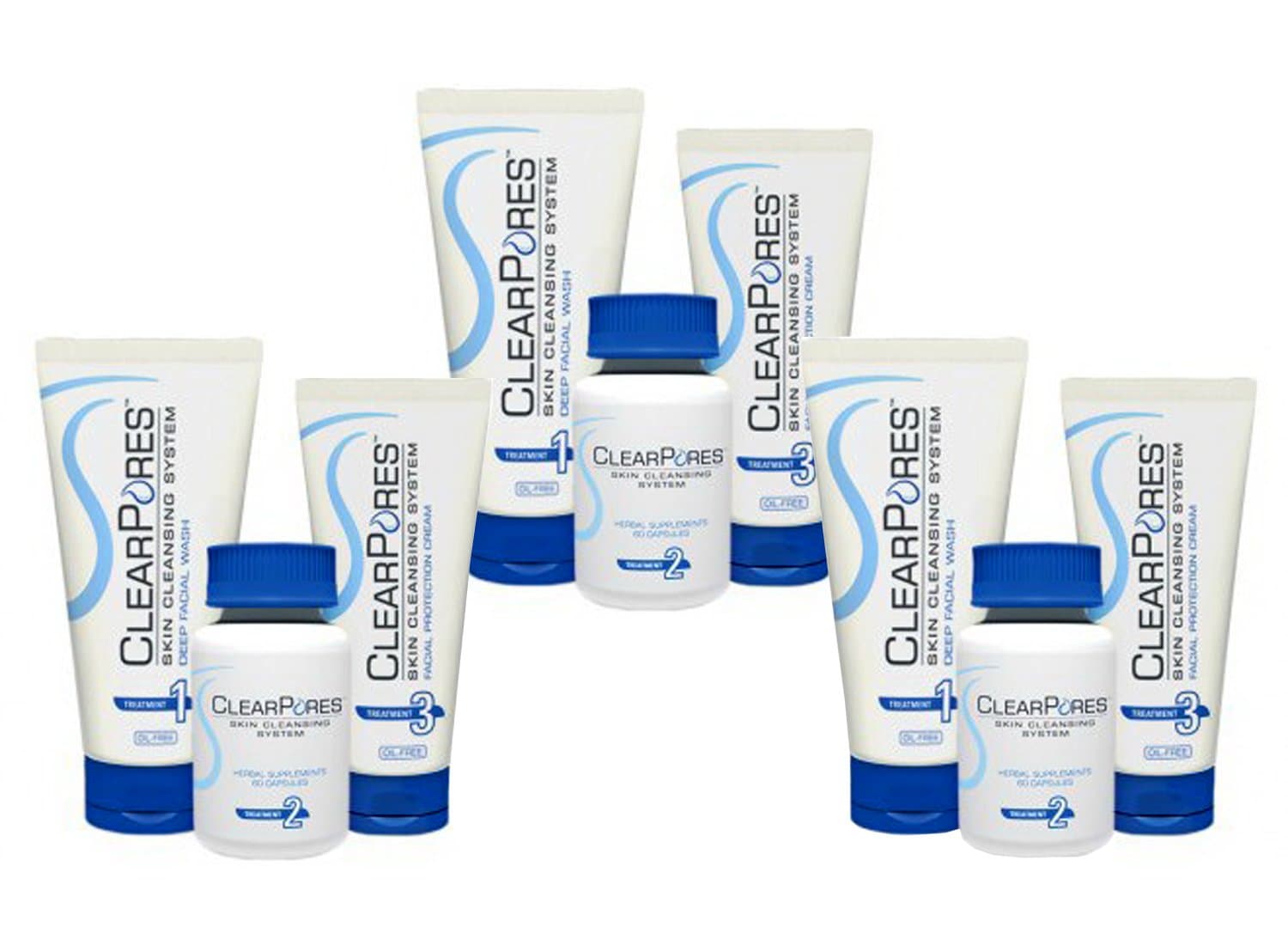 Facial System - 3 Month Supply - Acne Treatment Clear Pores Deep Facial Wash Herbal Supplement Facial Protection Cream