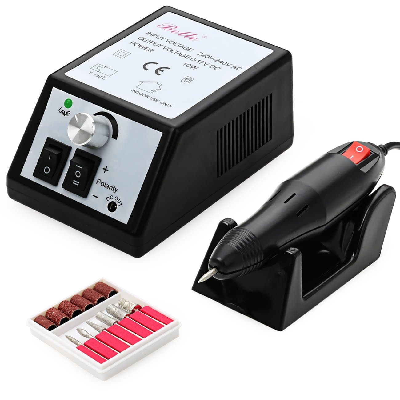 Belle 20000RPM Electric Nail Drill Manicure Pedicure Machine for Acrylics Gel Nails,110V,Black