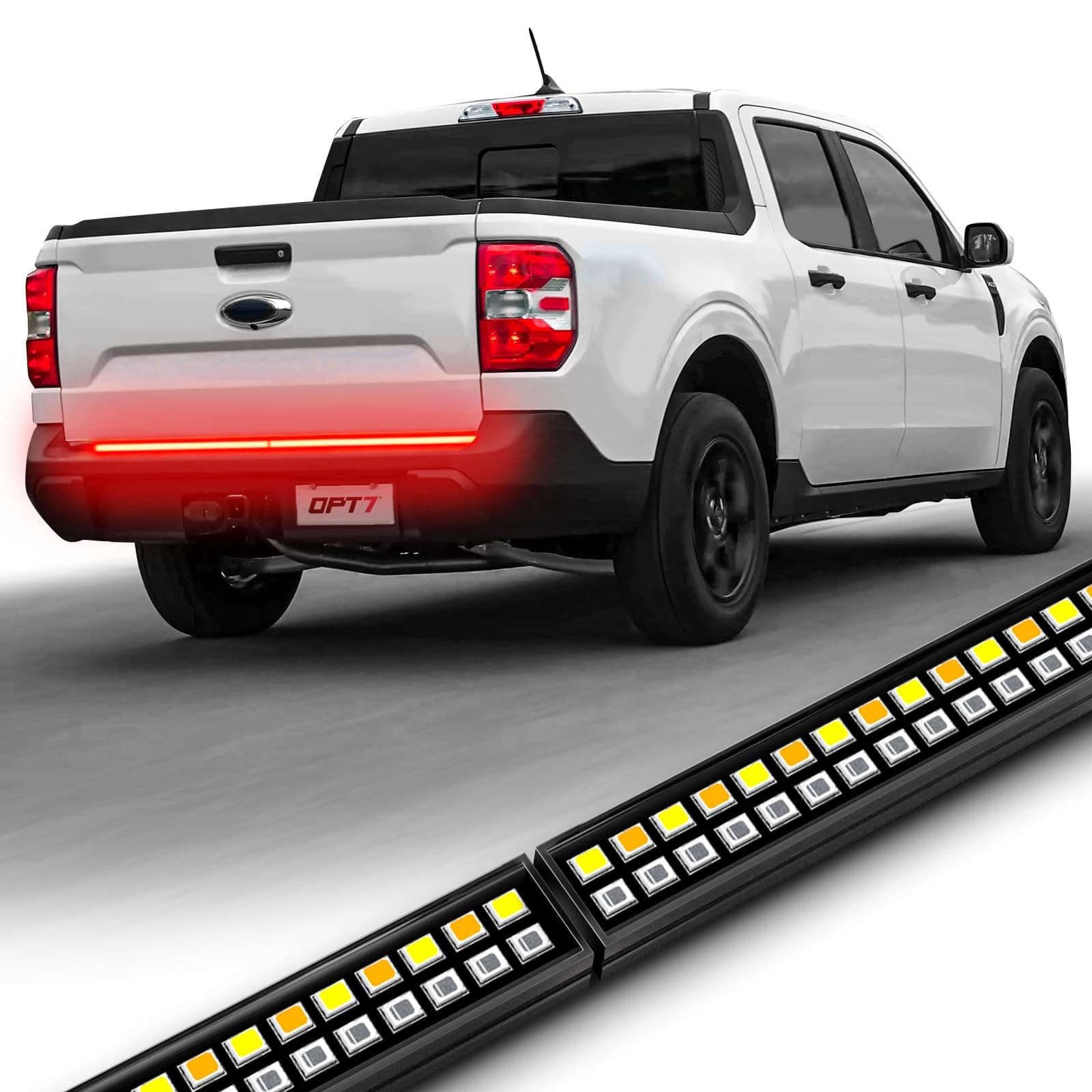 48" Redline Parlux Double Row LED Tailgate Light Bar w/Amber Turn Signal - Rigid Aluminum Frame Light Strip – Fits 2005-2022 Colorado Canyon – Full Functions: Reverse Brake Running