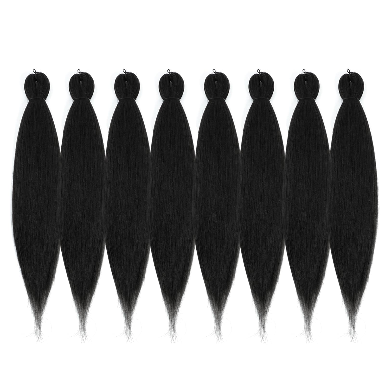 Pre-stretched Braiding Hair - 30 Inch 8 Packs Jet Black Super Long Braiding Hair For Twist or Box Braids, Yaki Texture Hot Water Setting Synthetic Braiding Hair Extensions (30 Inch, #1-8P)