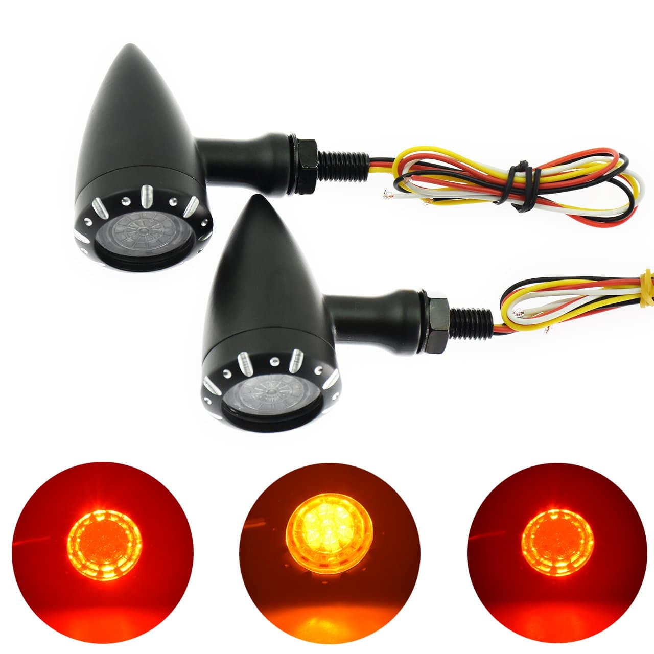 HDBUBALUS Motorcycle 10mm Black LED Brake Blinker Light Turn Signal Indicator Fit for Harley Cruiser Chopper Black