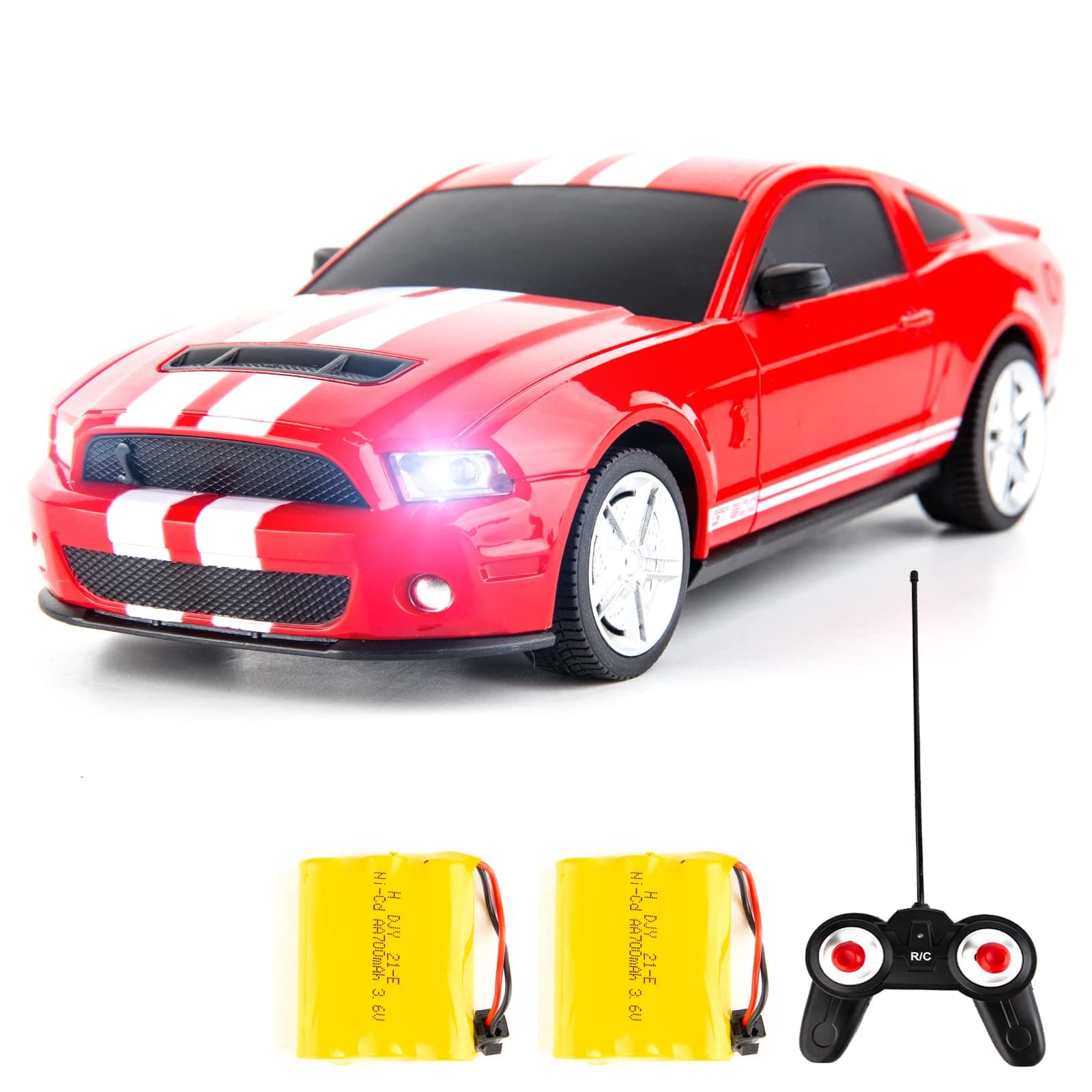 BDTCTK Remote Control 1/24 Ford Mustang Shelby GT500 RC Model Car, Toys for 6+ Kids and Adults Red