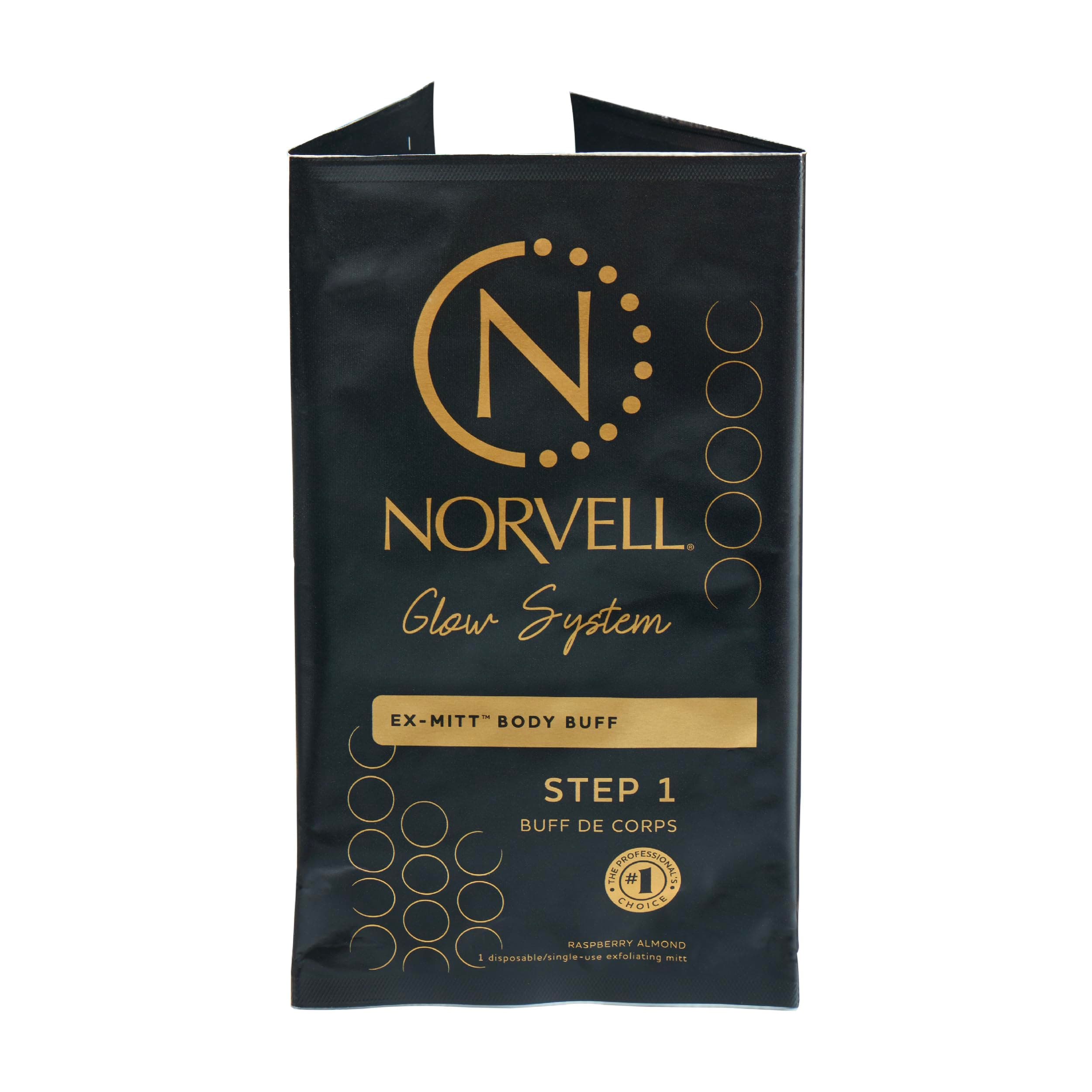 Norvell Pre Sunless Tan Body Buff eXmitt - Exfoliate, Prime and pH Balance, 1 Disposable/Single-Use Exfoliating Mitt for use before Self Tanner