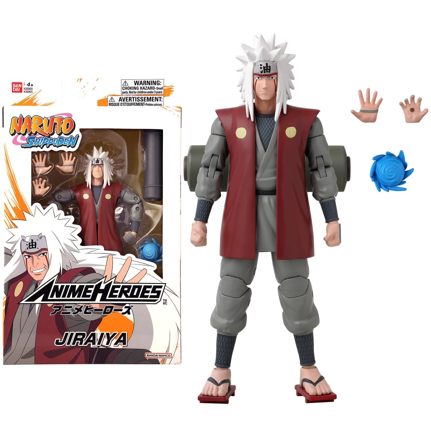 Anime Heroes BANDAI Naruto Action Figure Jiraiya of The Sannin | 17cm Naruto Figure Jiraiya Figure with Extra Hands and Accessories | Naruto Shippuden Anime Figure Action Figures for Boys and Girls