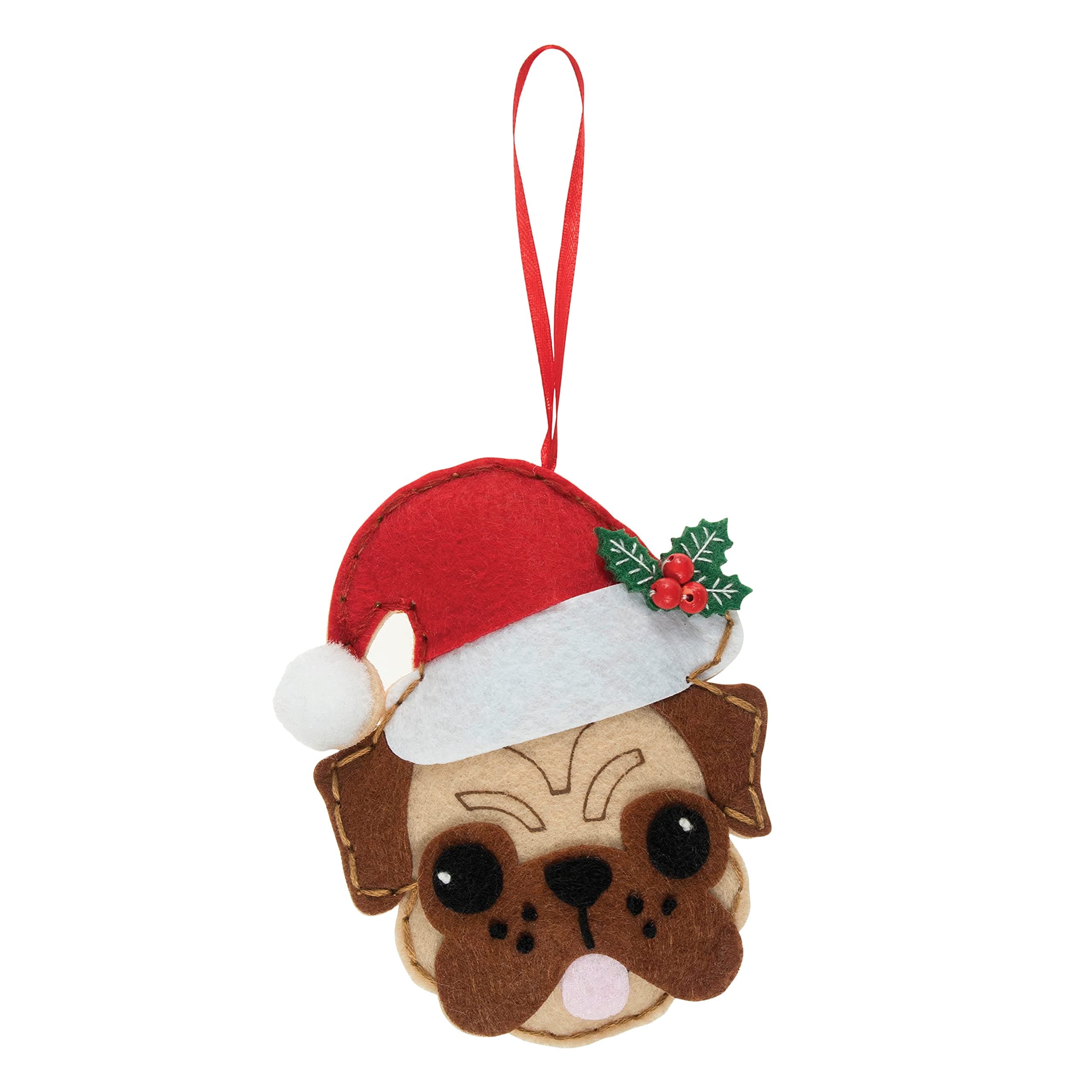 Trimits Christmas Felt Decoration Kits, 9 x 12cm, Festive Pug