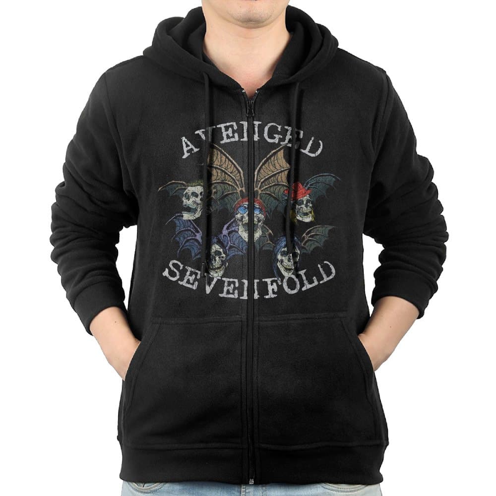 Avenged Sevenfold Men Zip-Up Hoodie Jackets Kangaroo Pocket Black Apparel
