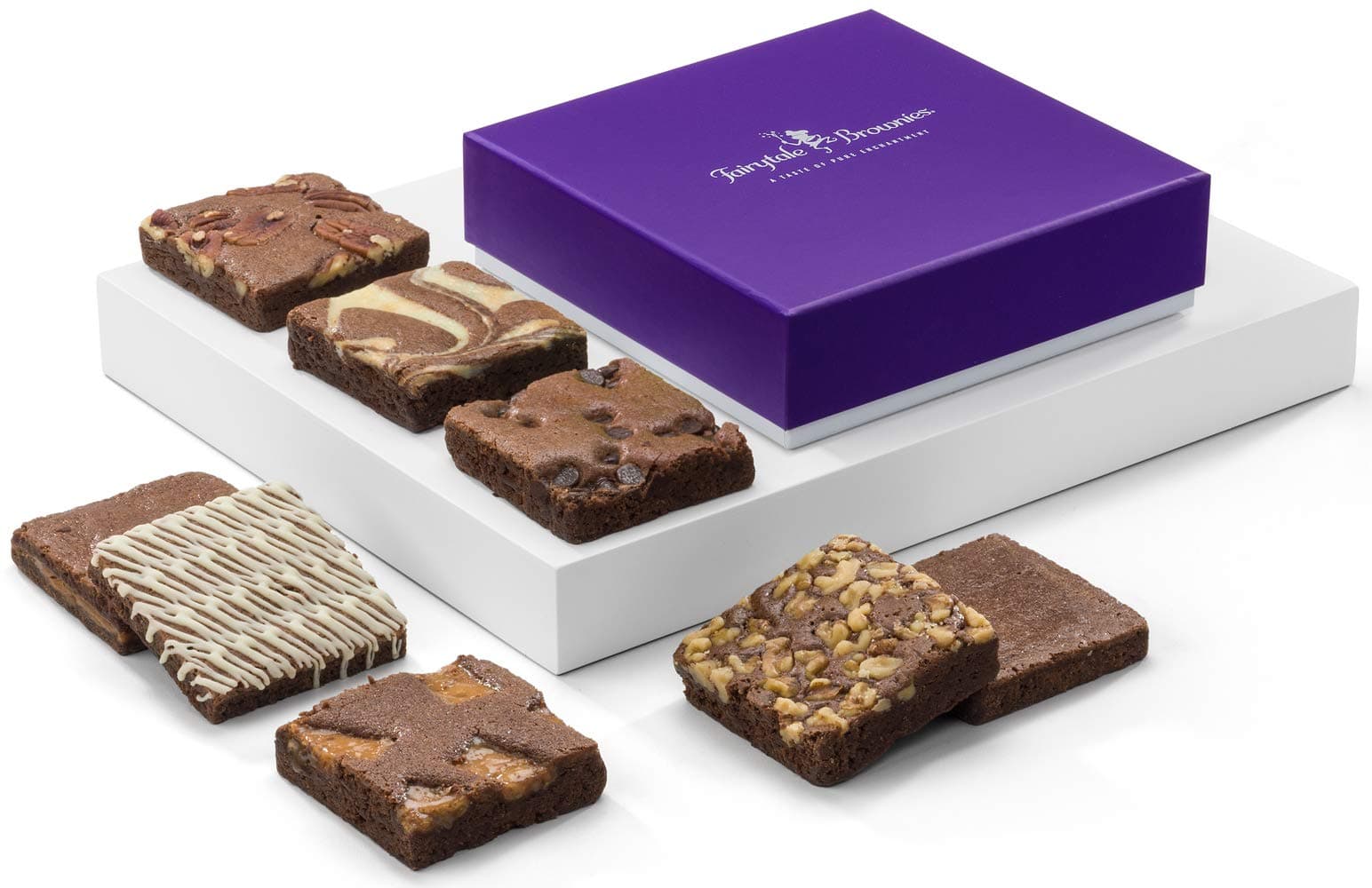 Fairytale Brownies Brownie Eight Individually Wrapped Gourmet Chocolate Food Gift Basket - 3 Inch Square Full-Size Brownies - 8 Pieces - Item SF108