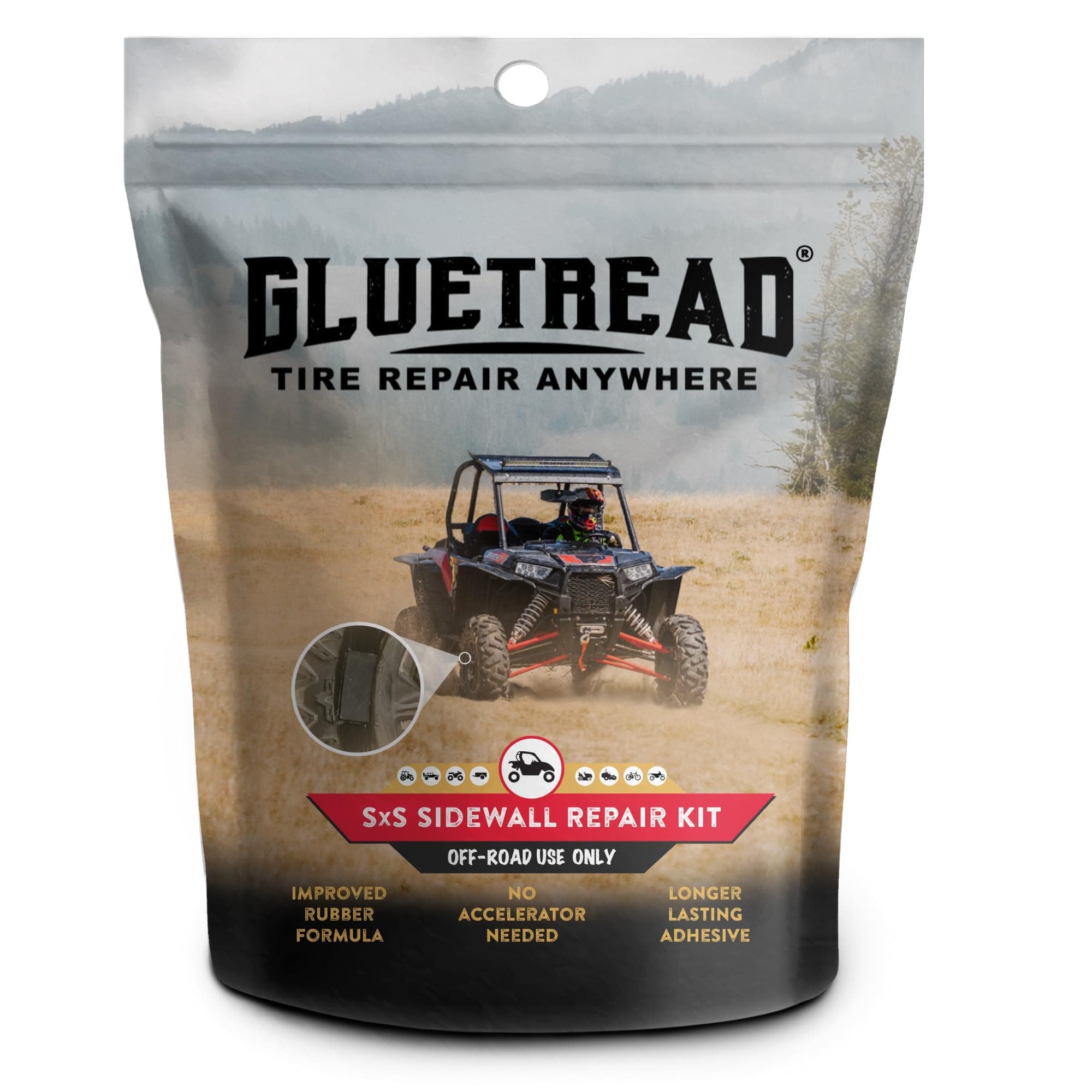 GlueTread SXS UTV Tire Sidewall Repair Kit | Emergency Tire Repair No Need to Remove Tire | Off-Road Sidewall Tire Repair Kit | Improved Rubber Formula No Accelerator Needed 10 Minutes Curing Time