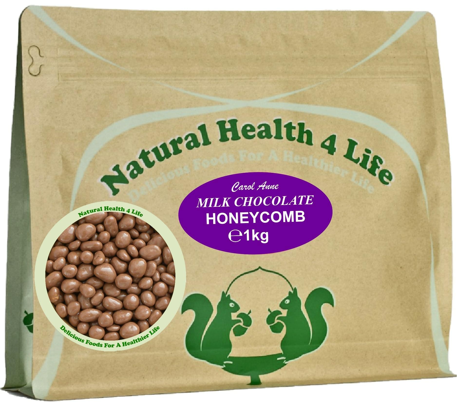Carol Anne Milk Chocolate Honeycomb 1kg (1 Pouch) – Resealable Pouch, 5g Protein/100g, Perfect for Parties, Baking & Events, UK Made