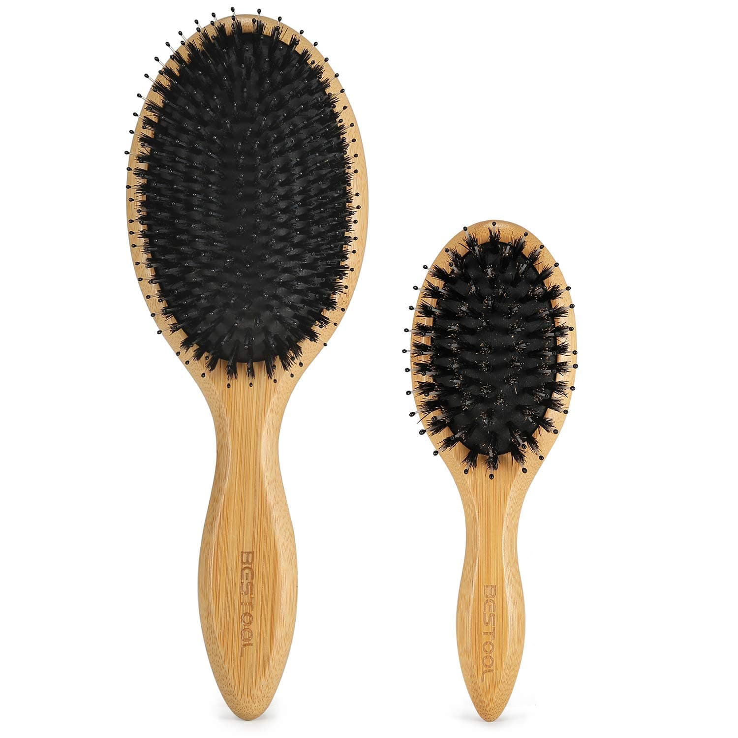 Hair Brush (Regular & Small), Boar Bristle Hair Brushes for Women Men Kids Thick Fine Curly Hair, Hairbrush for Detangling, Soften & Silky Shine