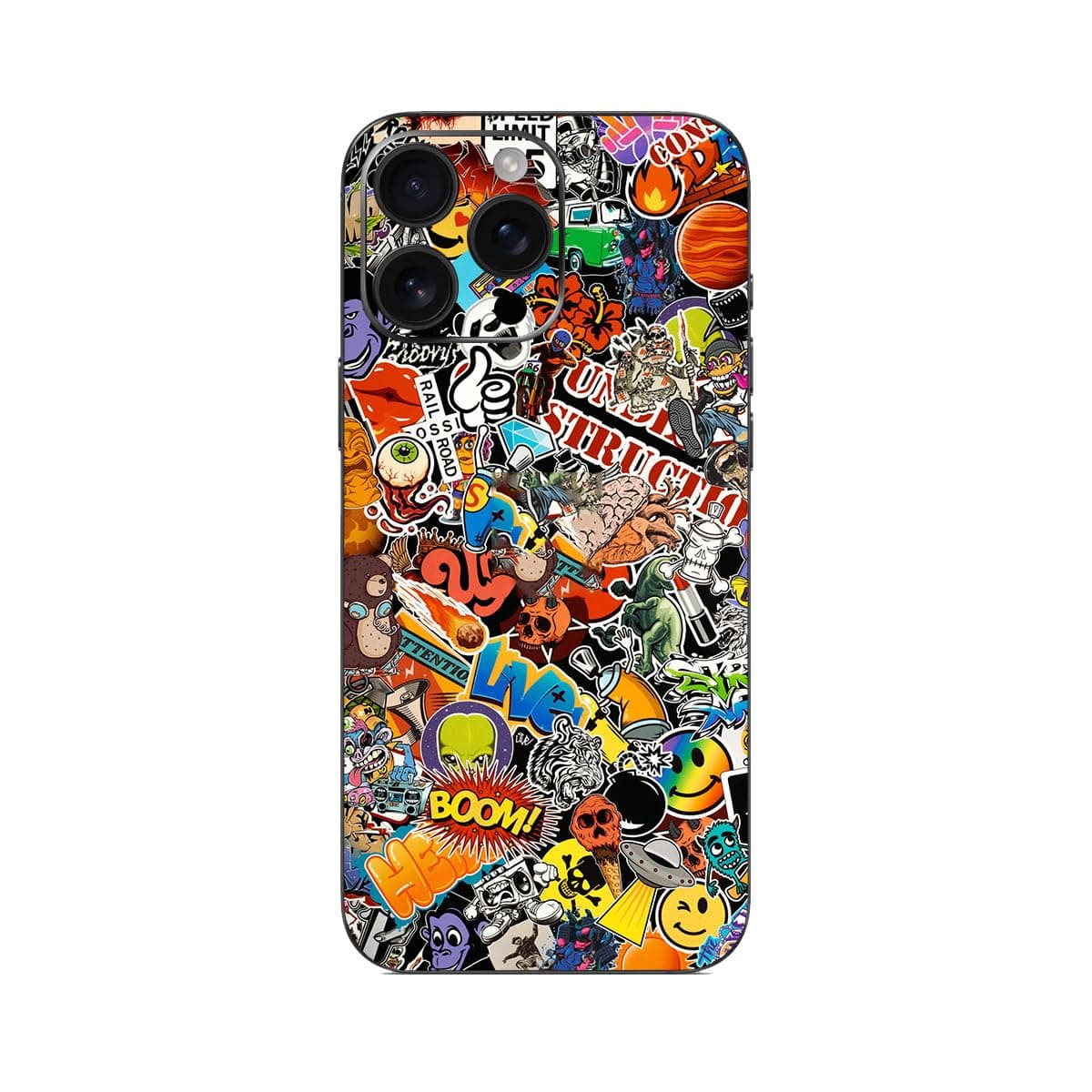 SopiGuardSticker Skin for iPhone 16 Pro Max Full Body Wrap Precision Edge-to-Edge (Stickerbomb)