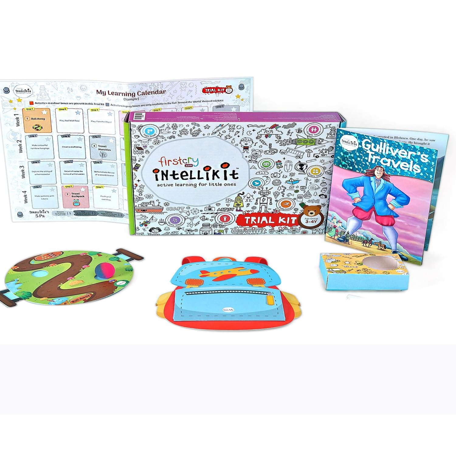 Intellikit Trial Box | 3 Activities, Worksheets, Storybook Gift Pack | Learning and Educational Toys and Games | Multicolor, 3+ Years, L 33.5 x B 9 x H 25 cm