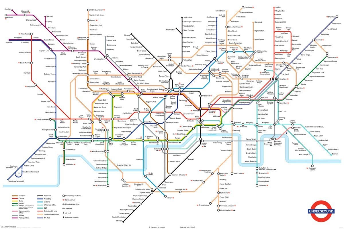 HUGE LAMINATED London Underground Tube Map Poster
