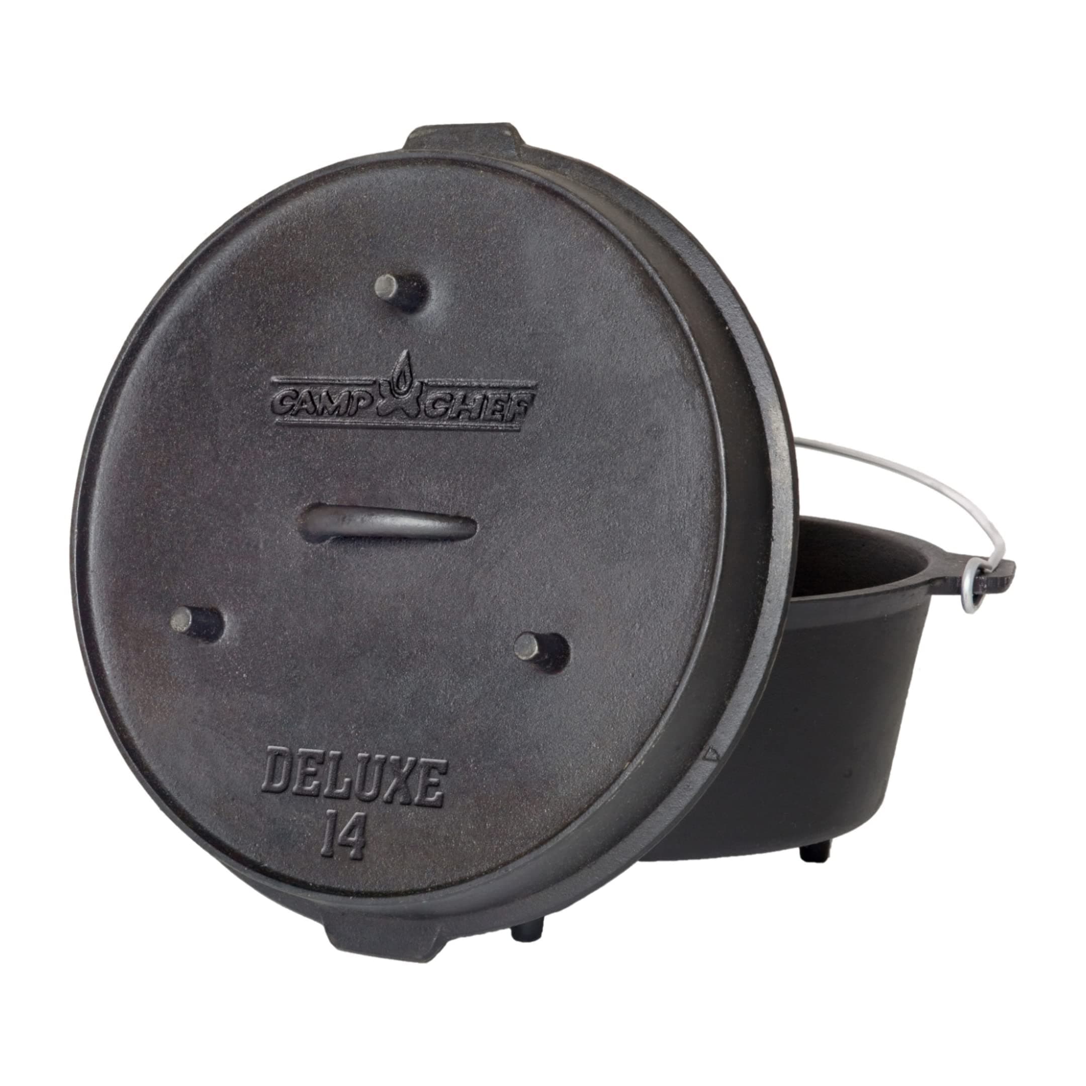 Camp Chef 14-inch Cast Iron Dutch Oven, Lid, and Lid Lifter ,Black/Cast Iron